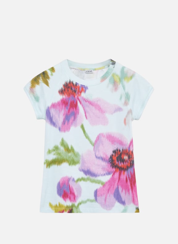 T-shirt fleuri ajusté en coton mélangé Bleu by LOEWE LOEWE T-shirt fleuri ajusté en coton mélangé Bleu