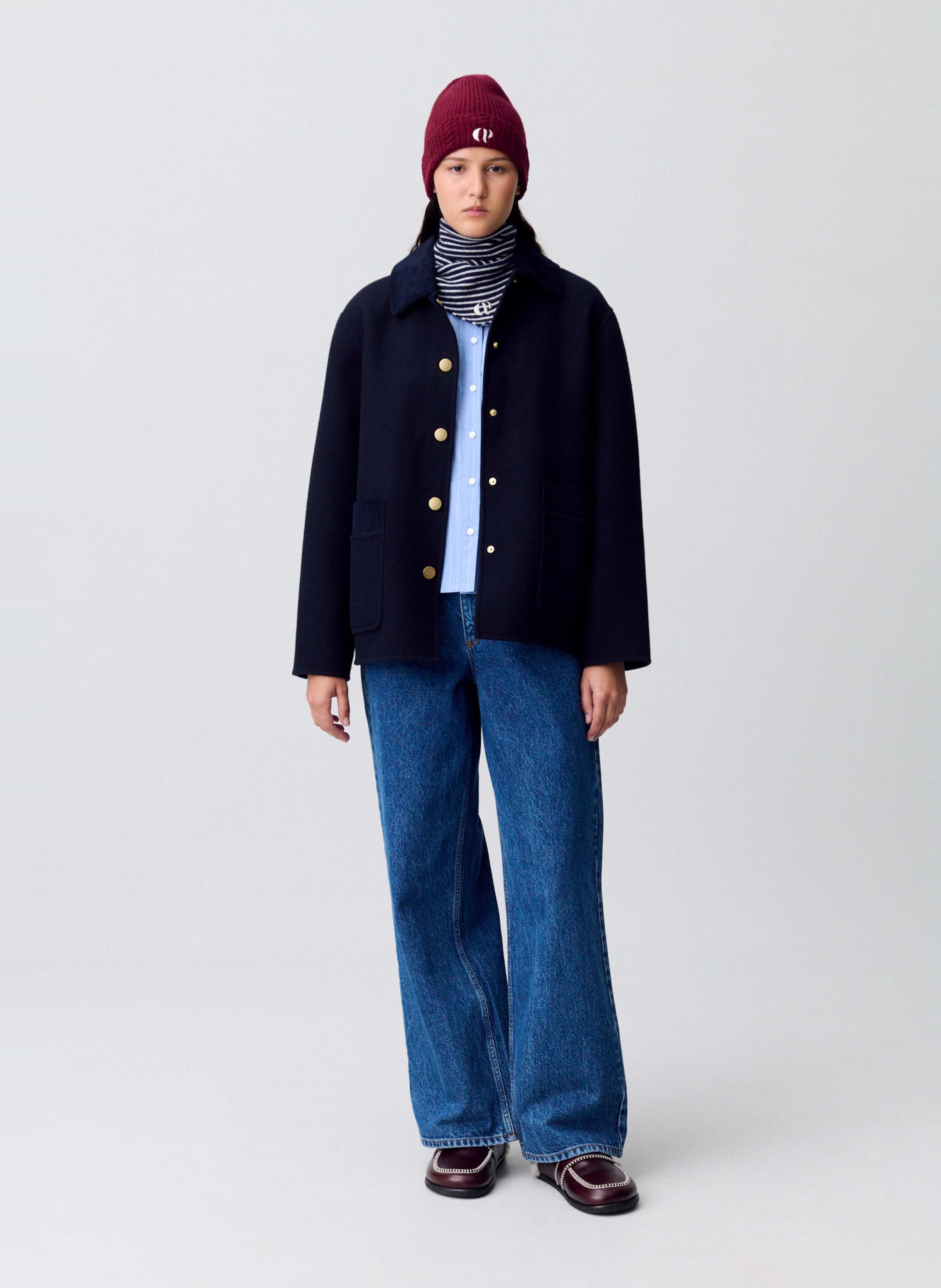 Veste droite boutonnée en laine mélangée CLAUDIE PIERLOT Bleu
