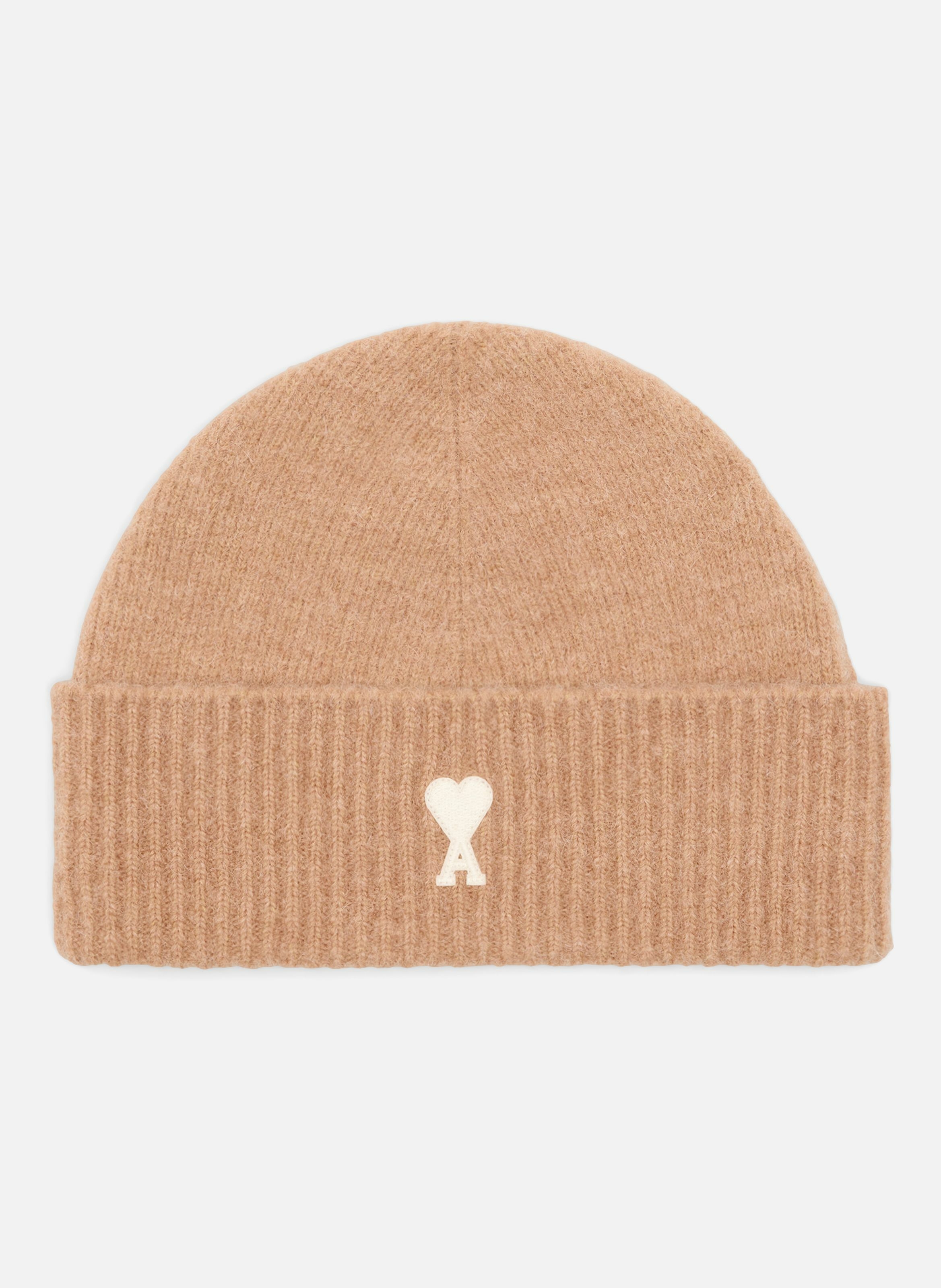 Bonnet ami de coeur en alpaga unisexe AMI PARIS Marron