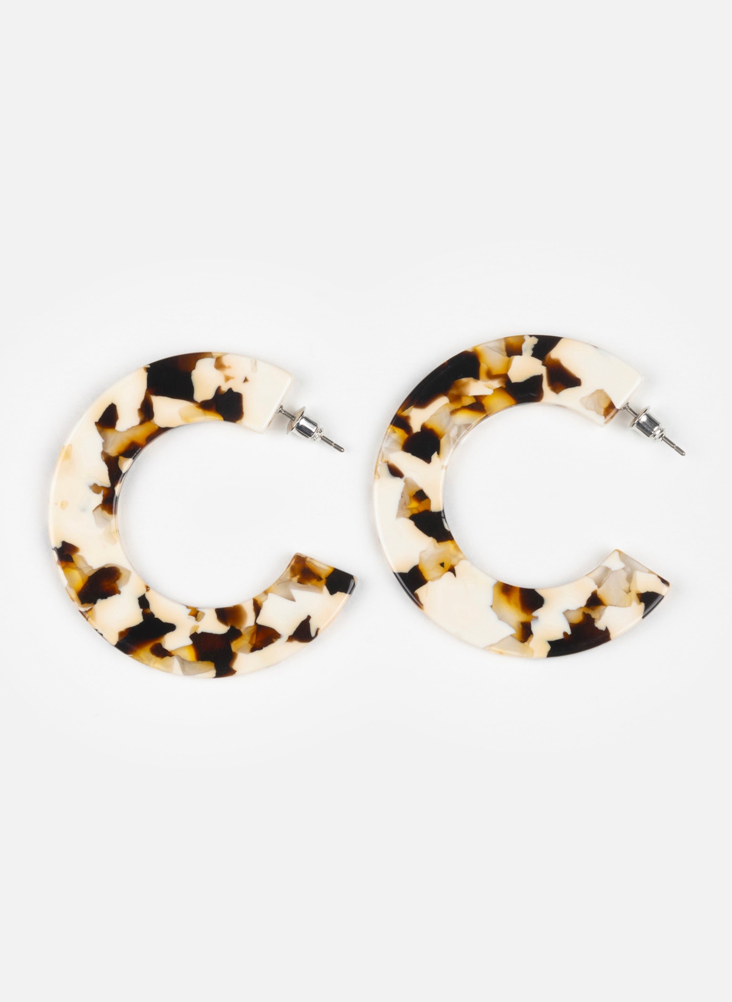 Boucles d'oreilles ginza en acétate de cellulose  Latte