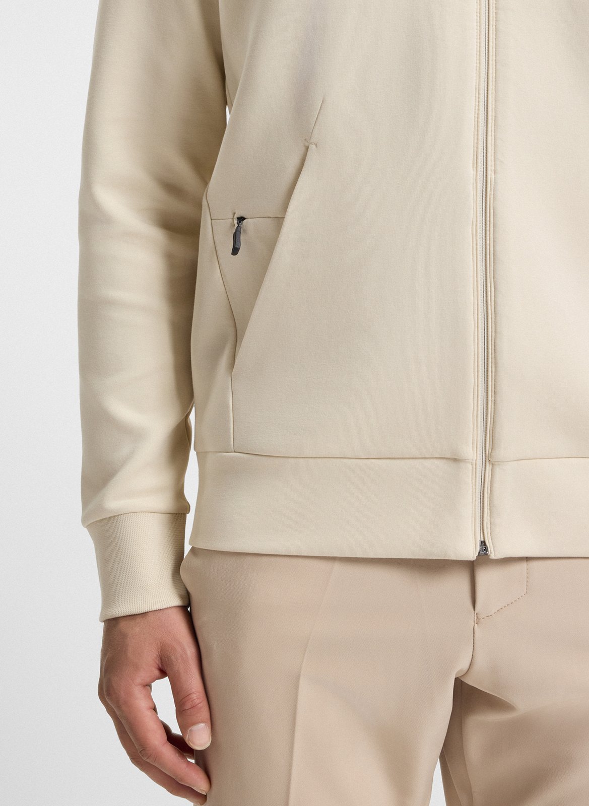 Sweat droit zippée sérigraphié en coton stretch BOSS Blanc