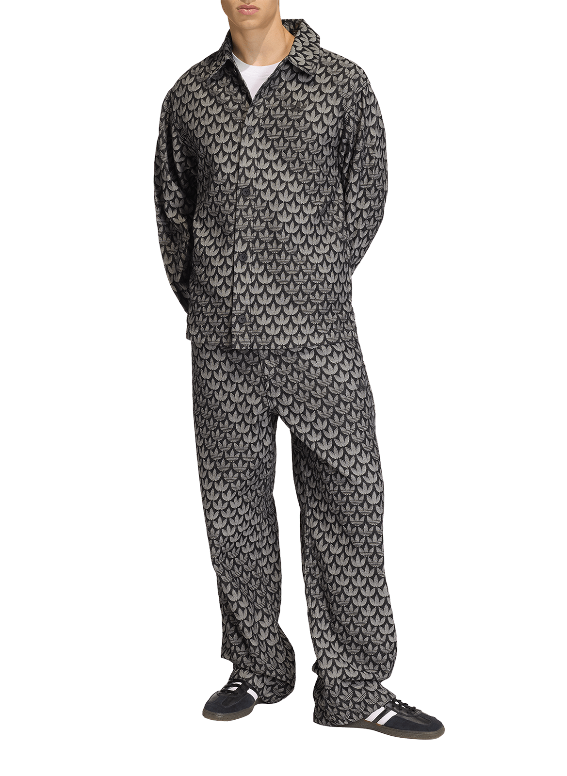 Straight logo printed cotton jacket ADIDAS Black