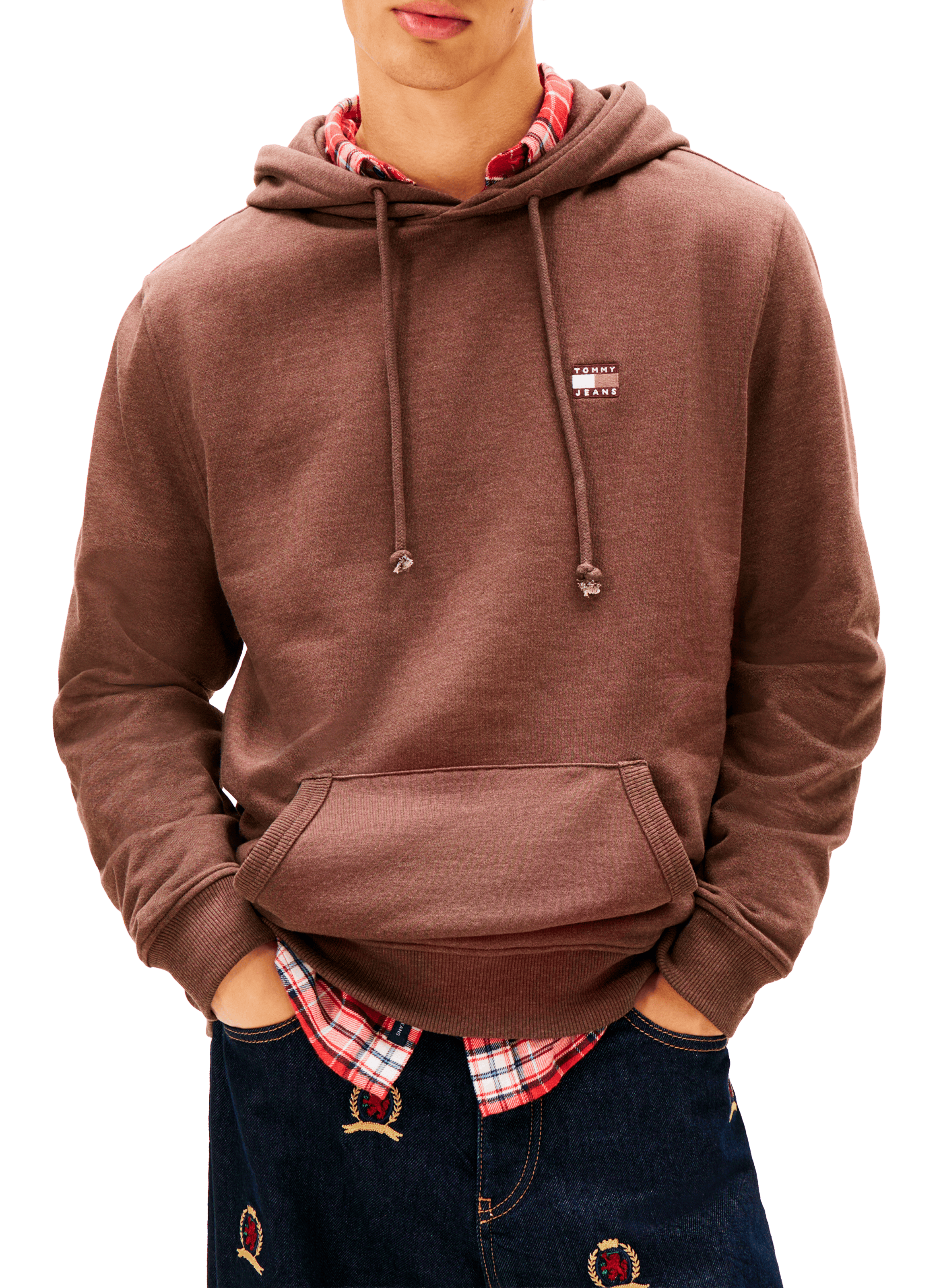 Hoodie with embroidered logo TOMMY HILFIGER Brown