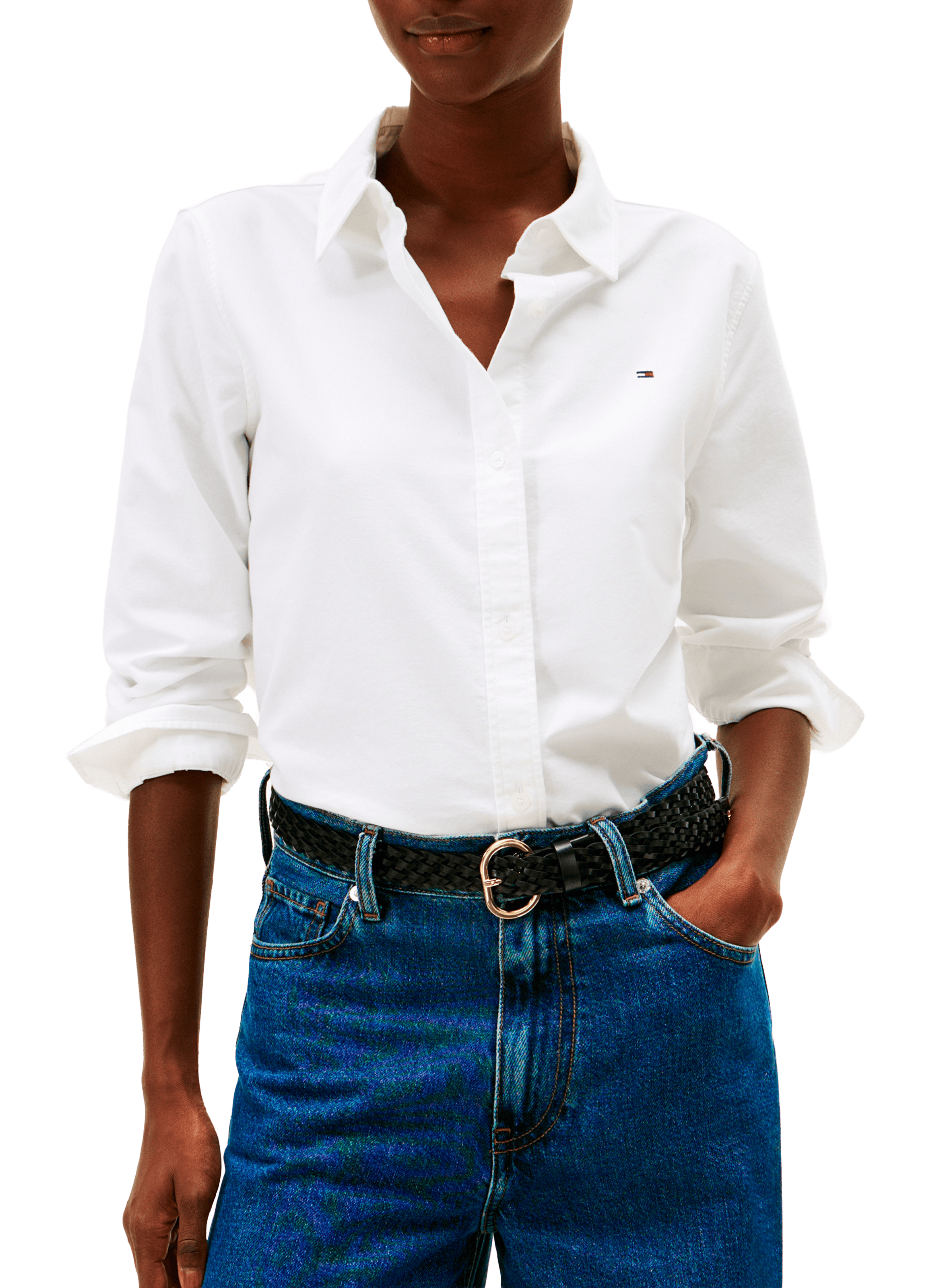 Straight striped cotton shirt TOMMY HILFIGER White