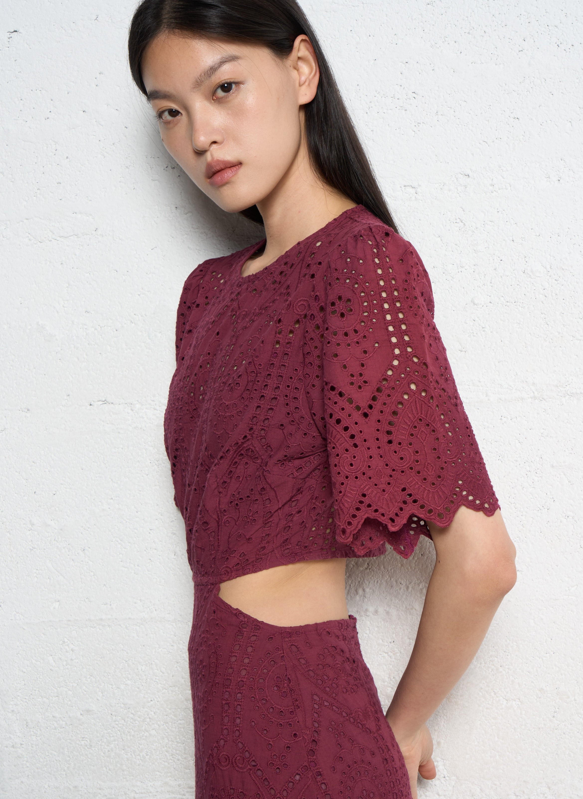 Robe longue broderie anglaise IKKS Violet