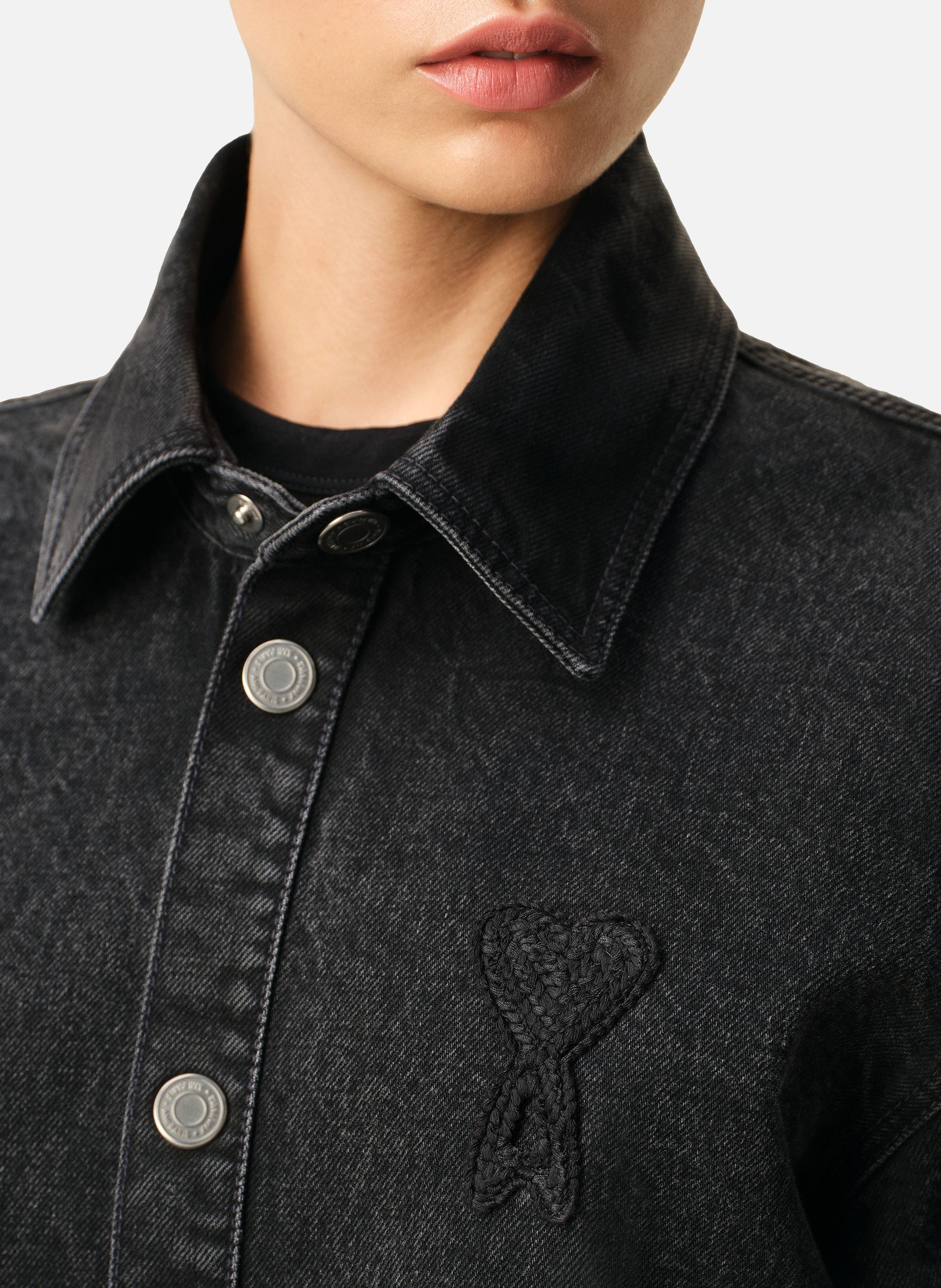 Surchemise ami de coeur en crochet unisexe en coton AMI PARIS Noir