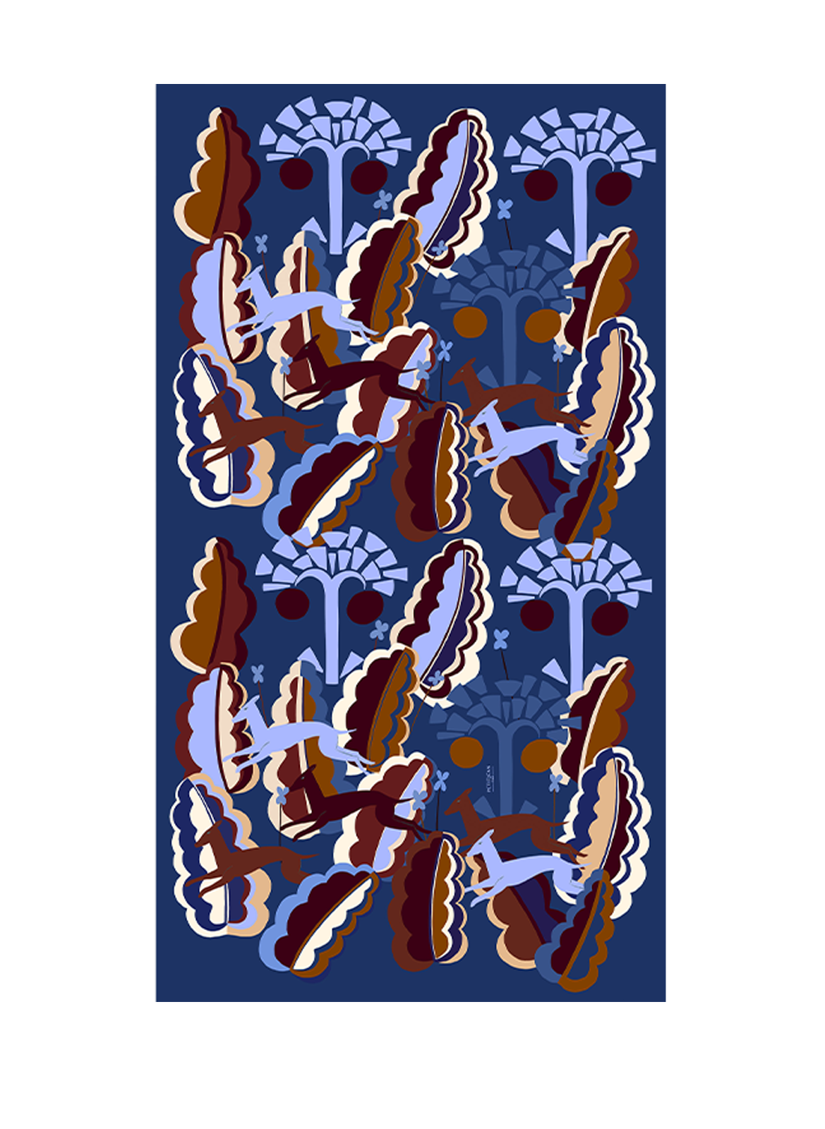 Lévriers Nuit  - Etole laine et soie PETITJEAN PARIS Multicolore