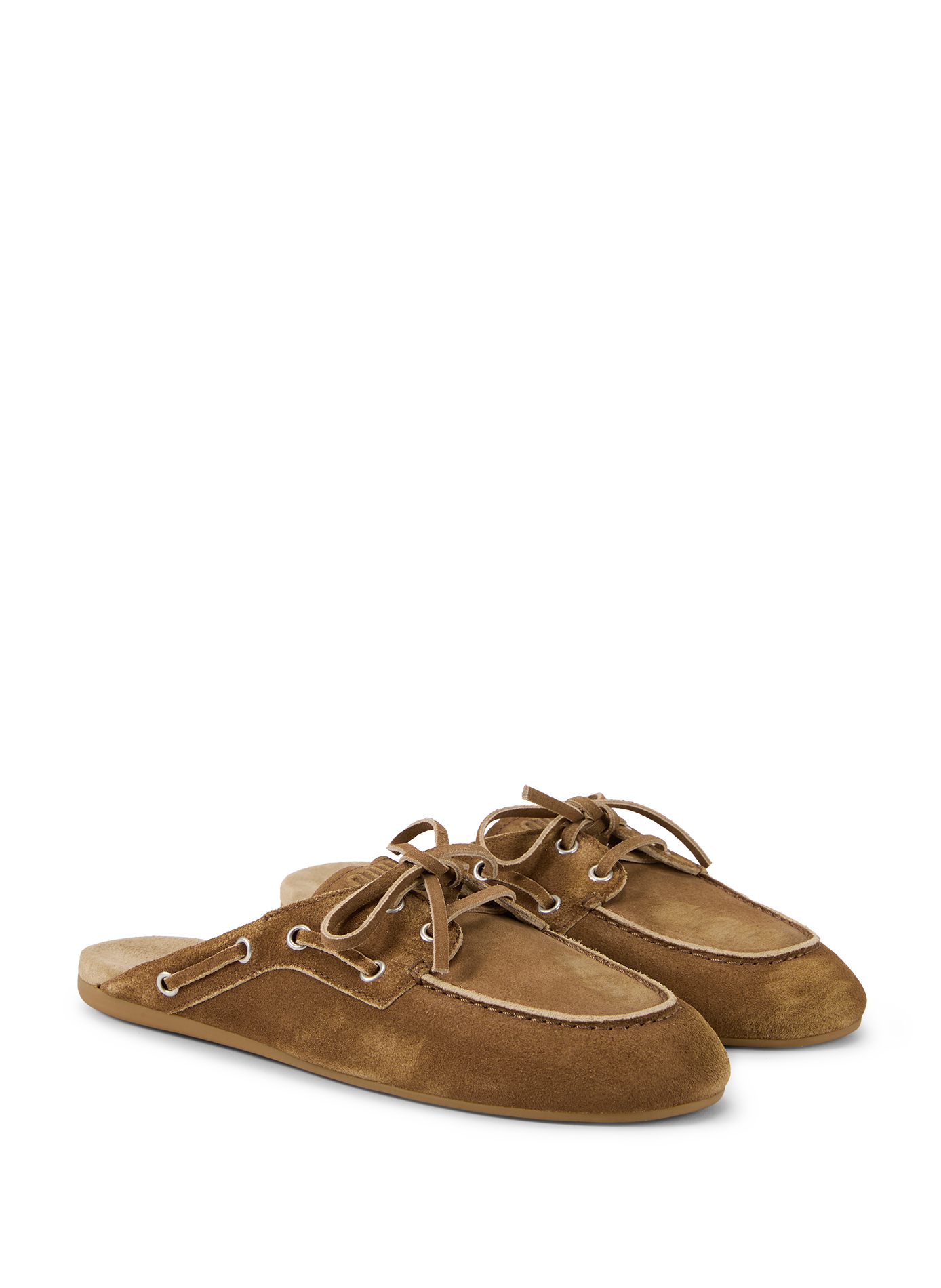 Mules en suède délavé MIU MIU Marron
