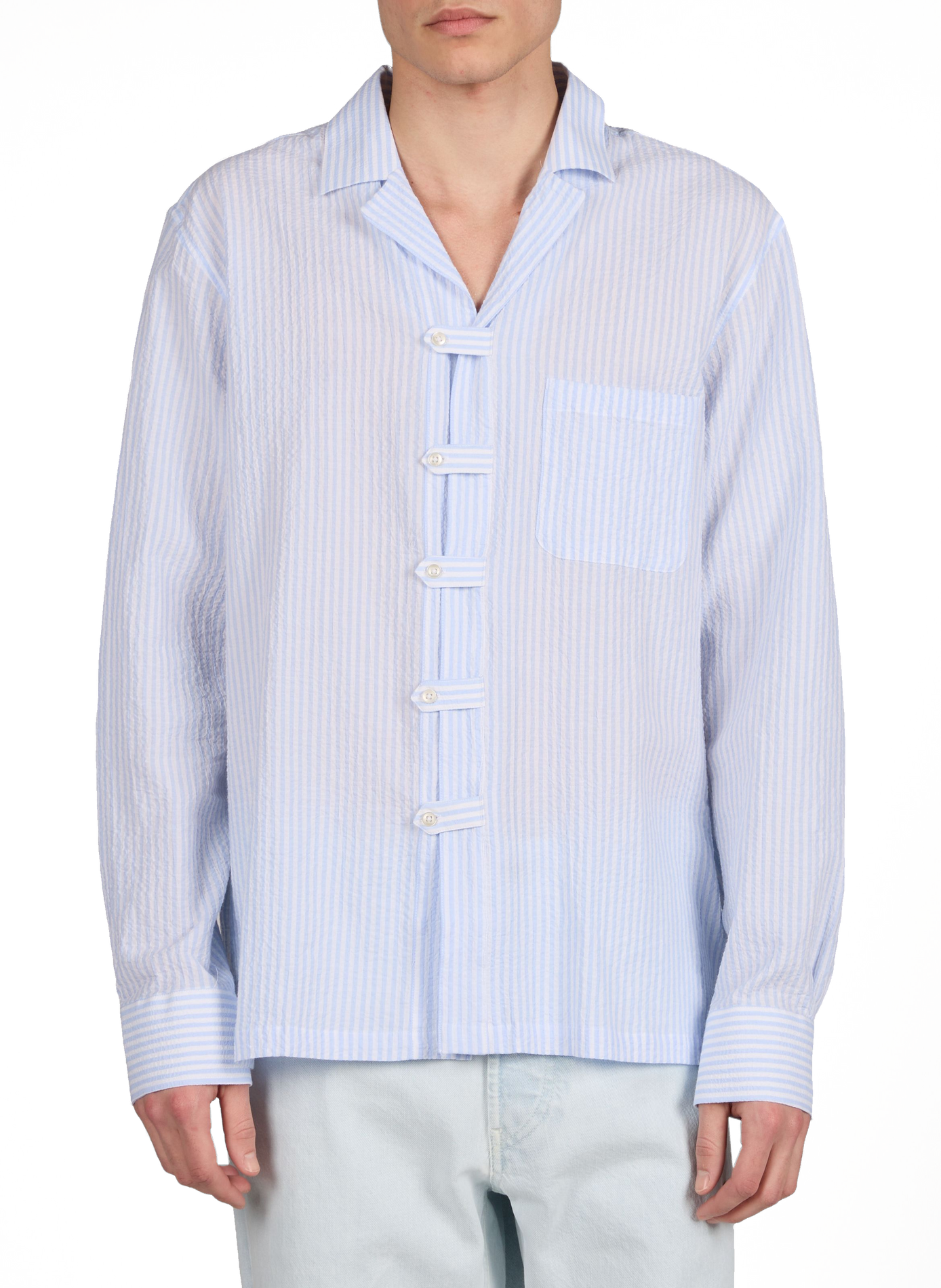 Striped cotton blend shirt OFFICINE GENERALE Blue