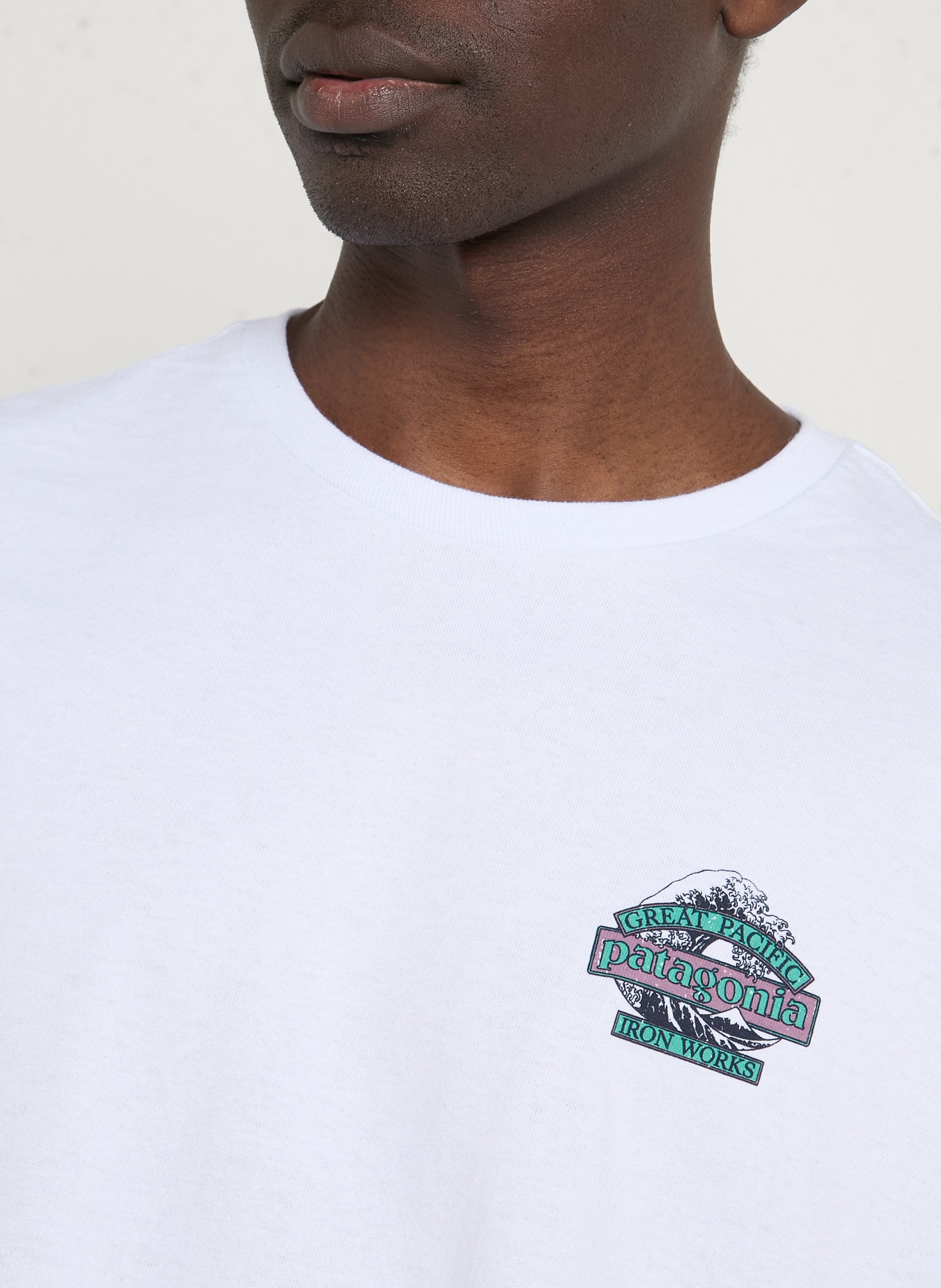 Tee-shirt droit col rond en coton recyclé mélangé PATAGONIA Blanc