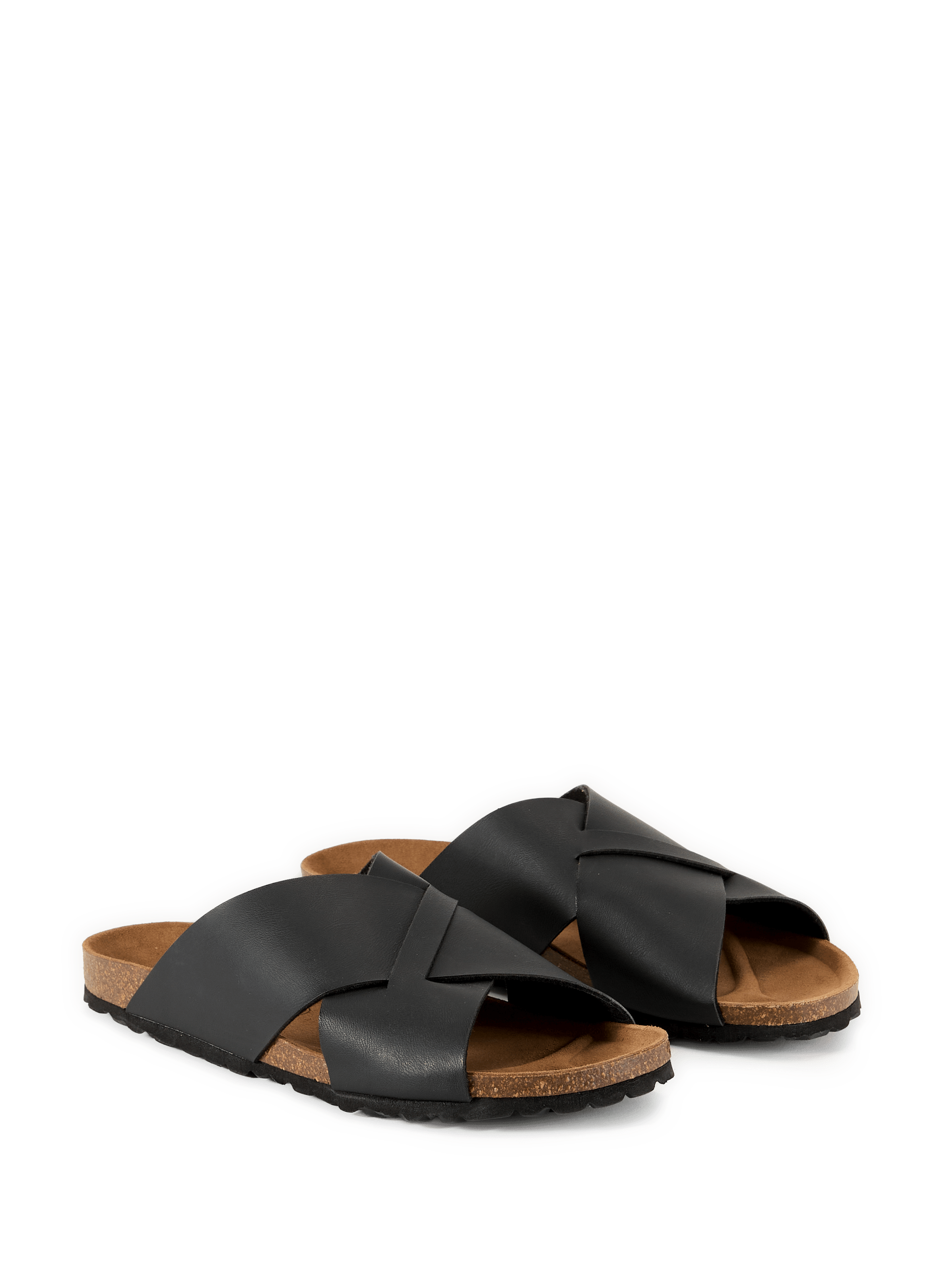 Sandales plates en cuir Noir