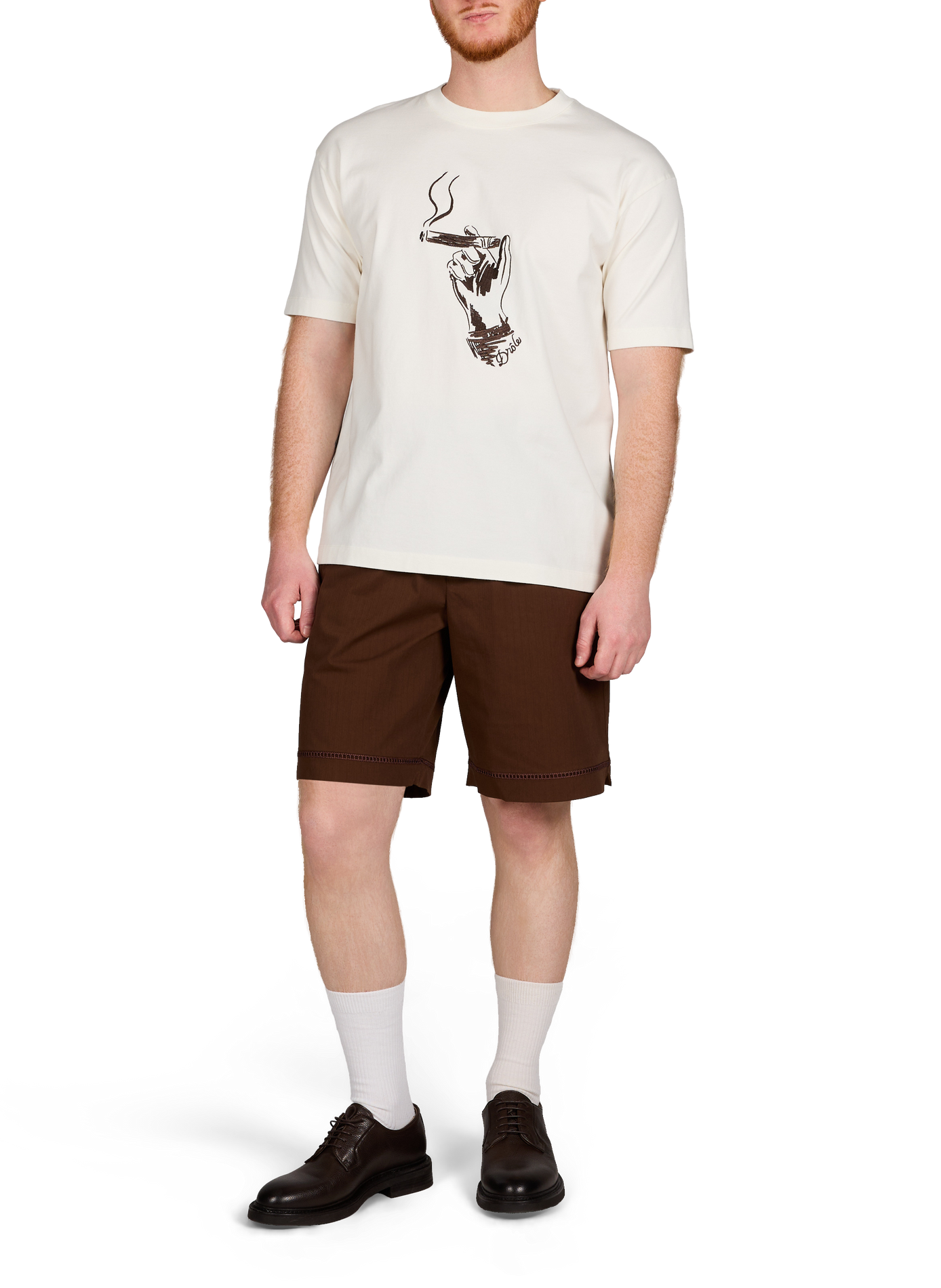 Biker-style cotton t-shirt DROLE DE MONSIEUR Beige