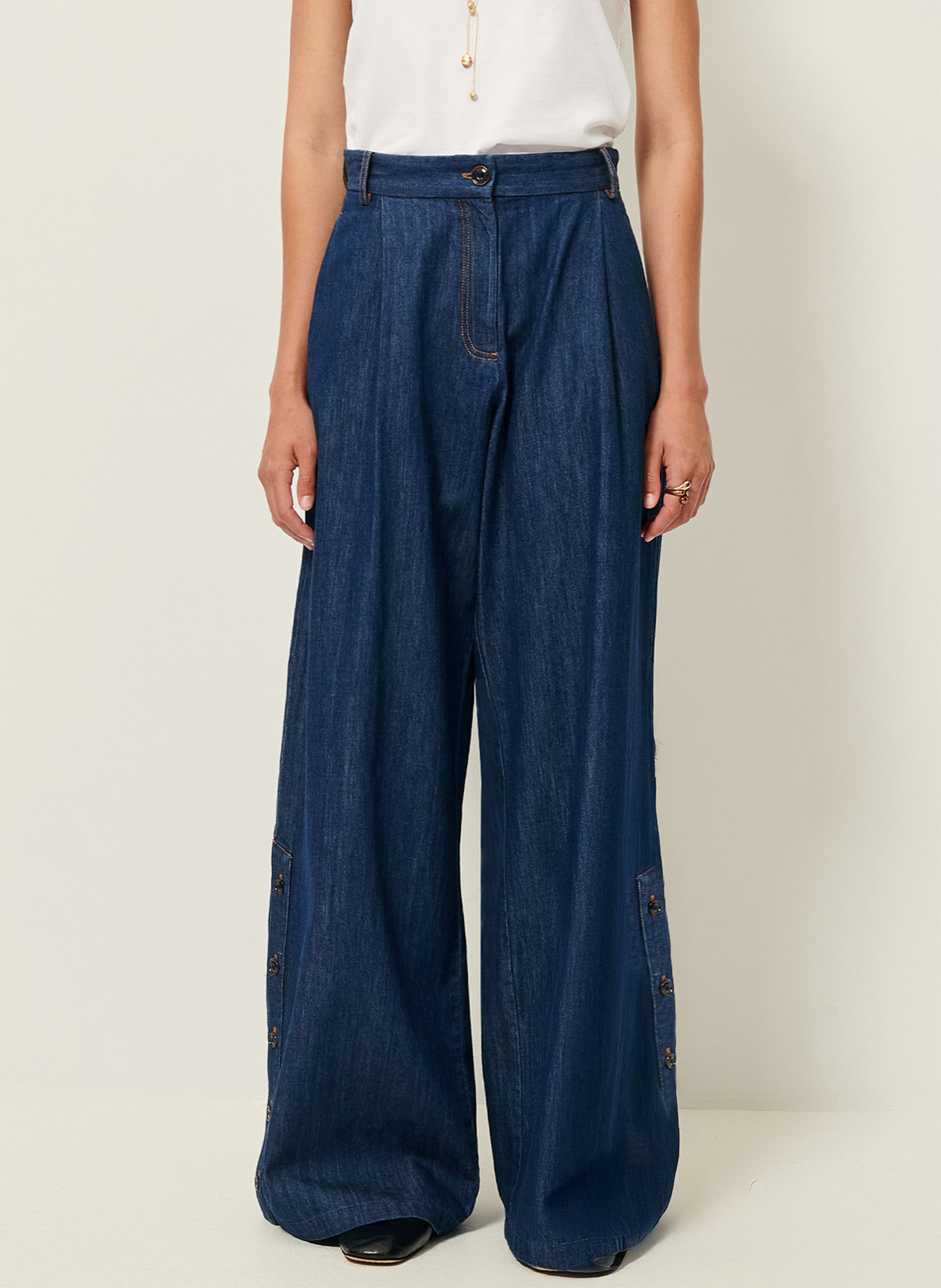Pantalon large en coton provenlor SESSUN Bleu