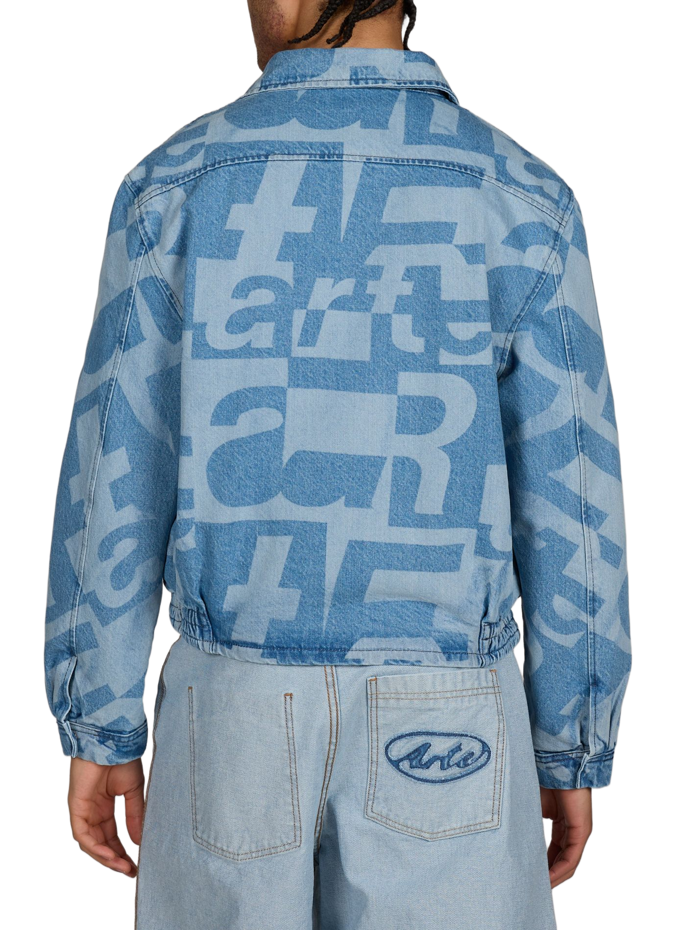 Veste droite imprimée en denim de coton  ARTE ANTWERP Bleu