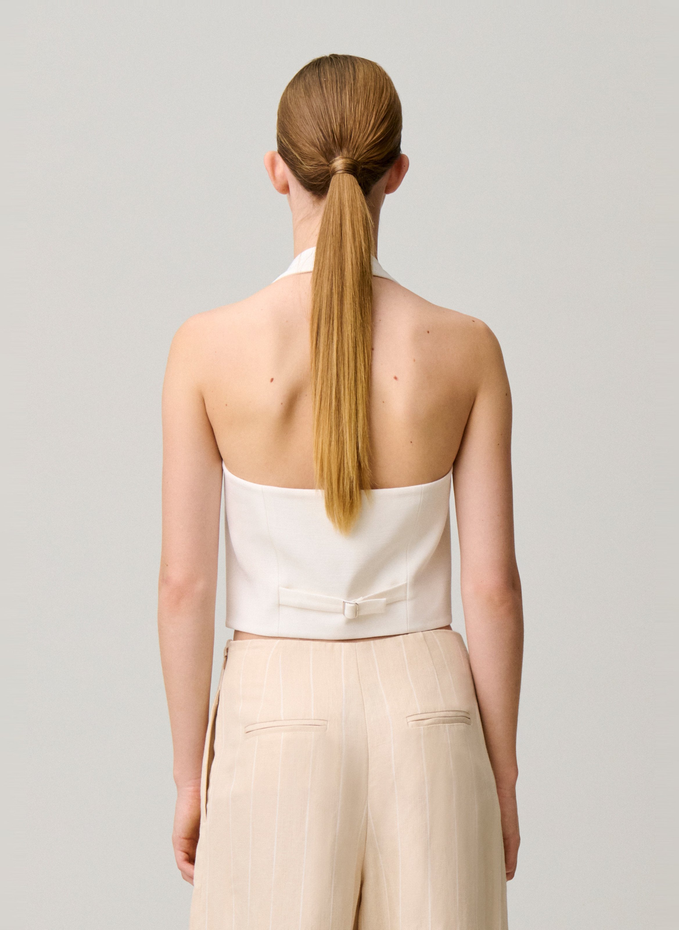 Top dos nu boutonné uni CLAUDIE PIERLOT Beige