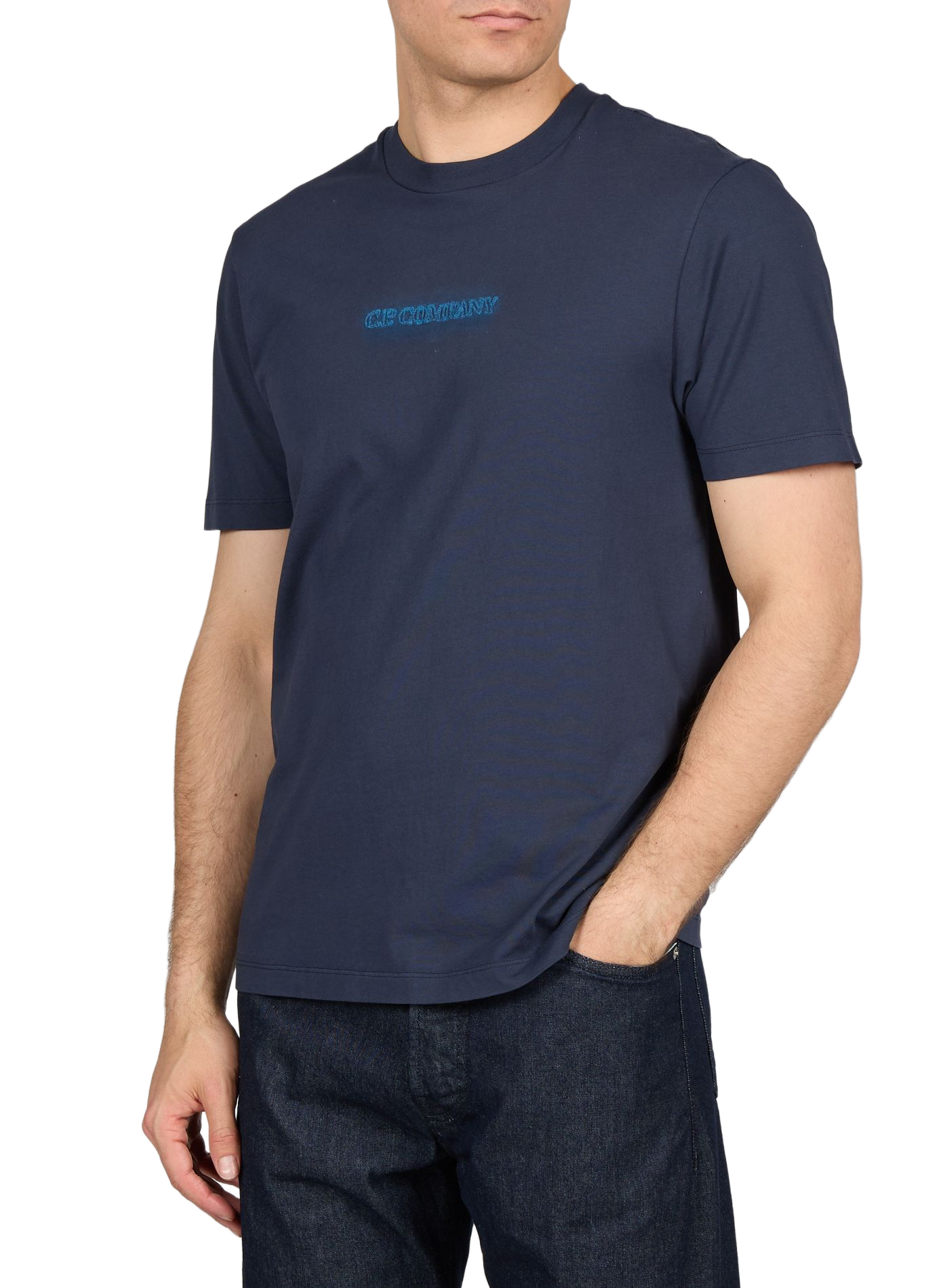 Biker-style cotton t-shirt CP COMPANY Blue