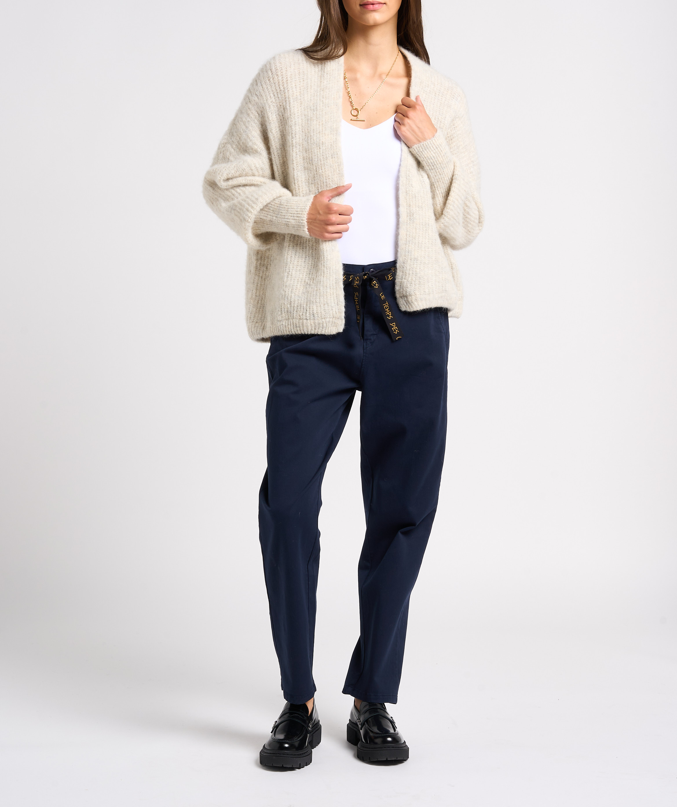 Gilet ouvert en laine et alpaga mélangé east AMERICAN VINTAGE Beige