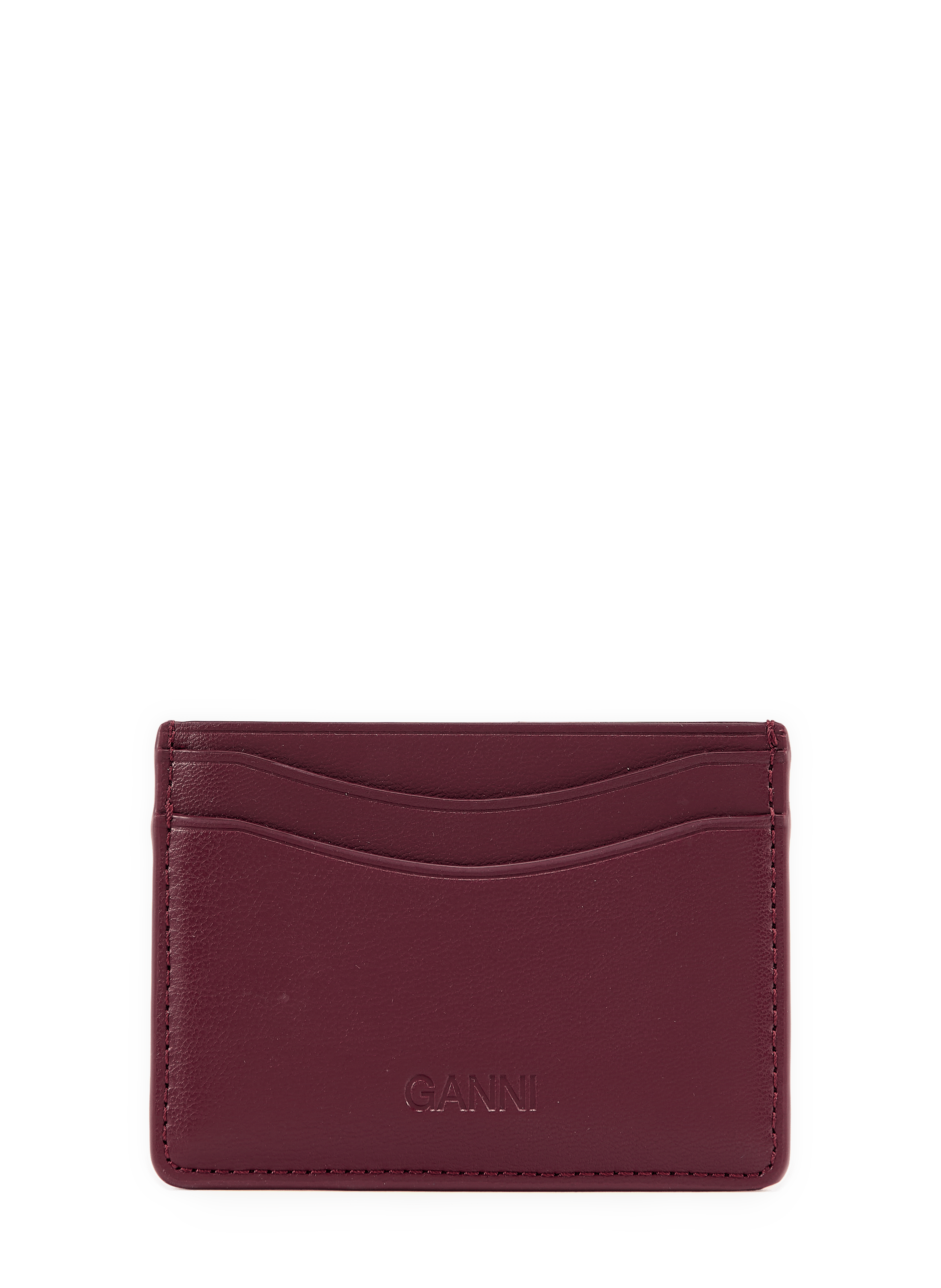 Grained mixed leather card holder GANNI Red