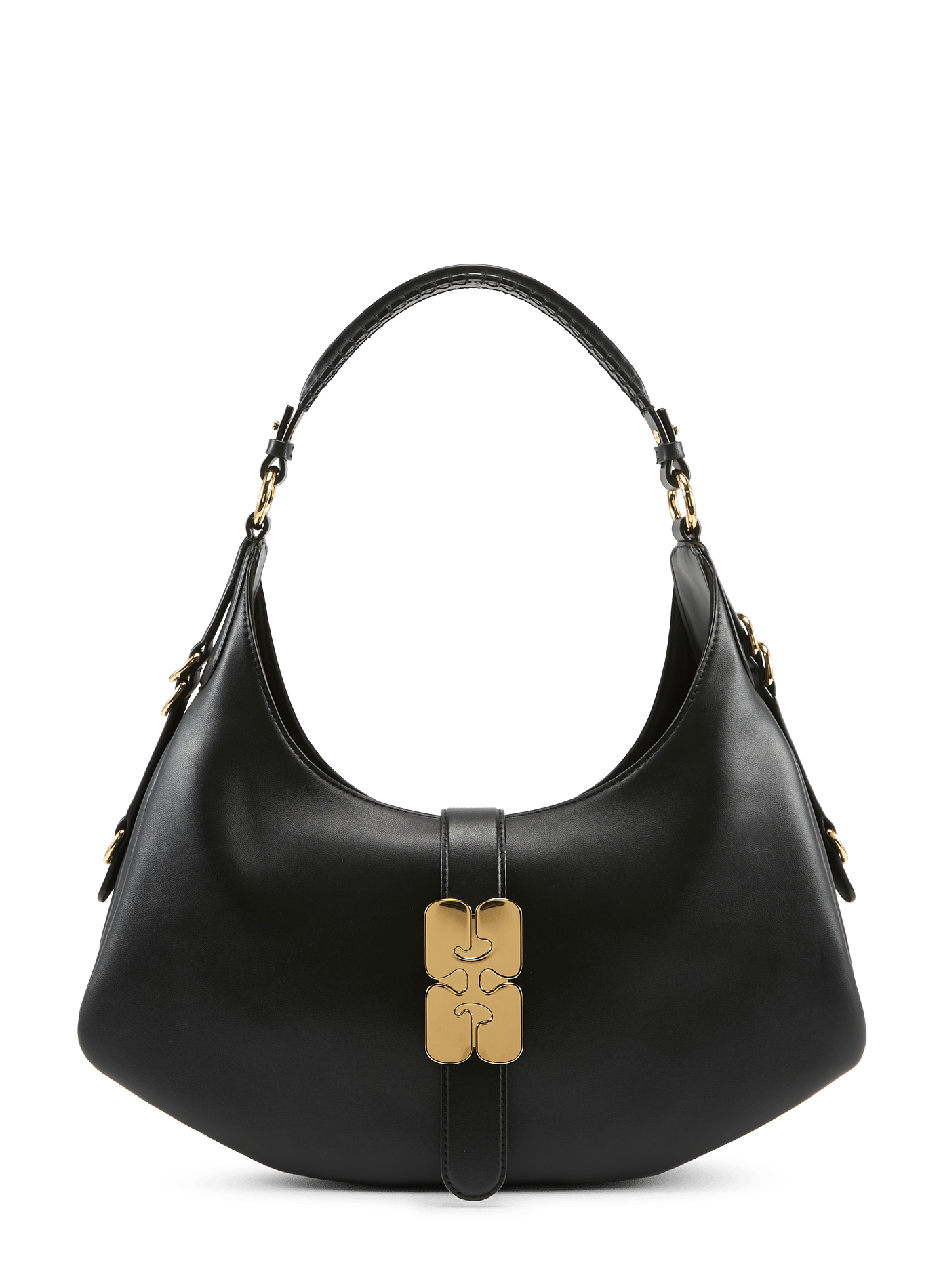 Small Kat leather handbag GANNI Black