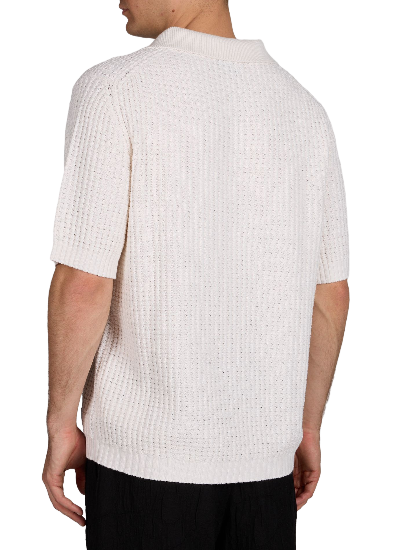 Textured knit polo in blended cotton HUGO BLUE White