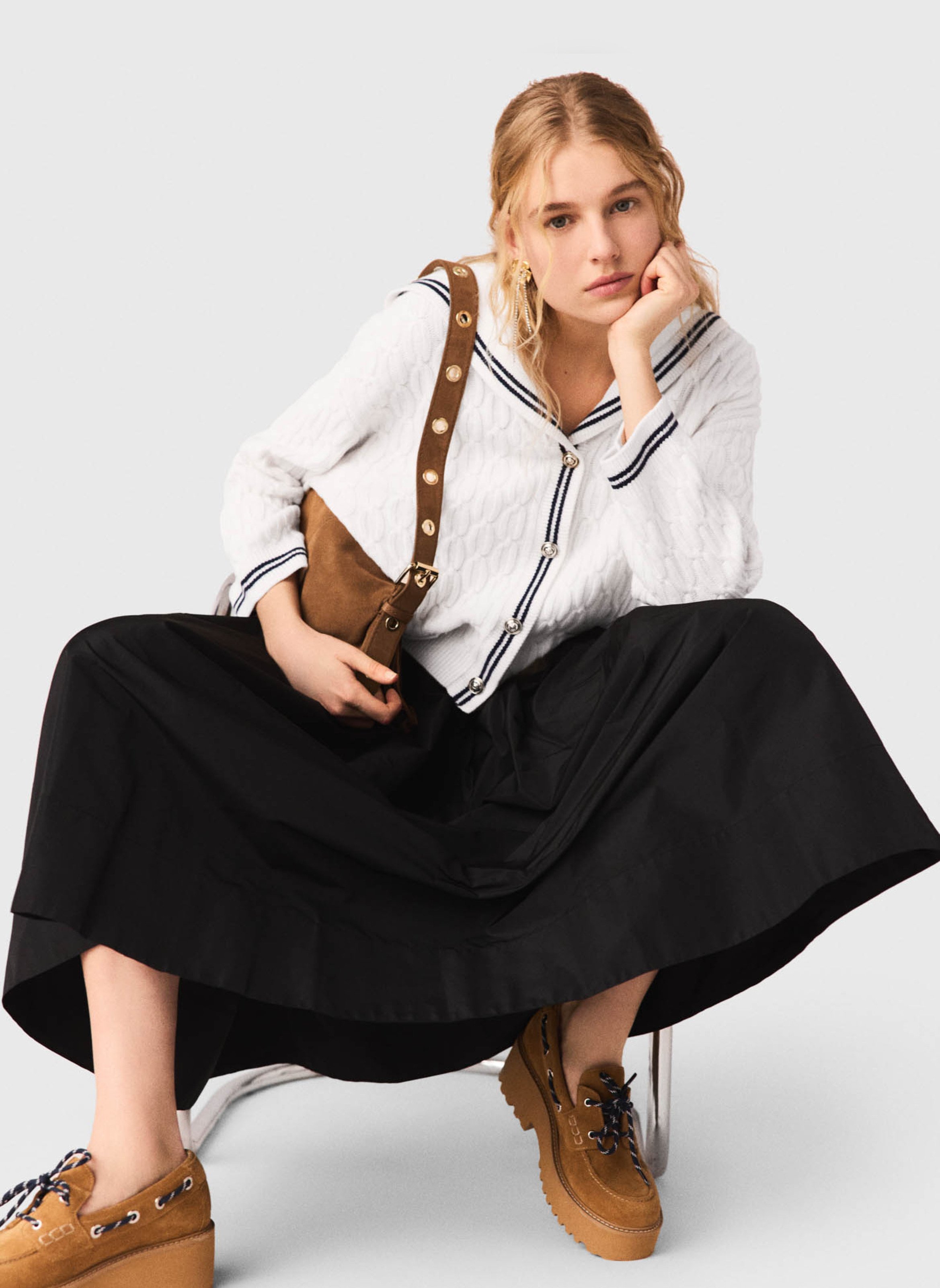 Jupe longue évasée | Noir MAJE Femme