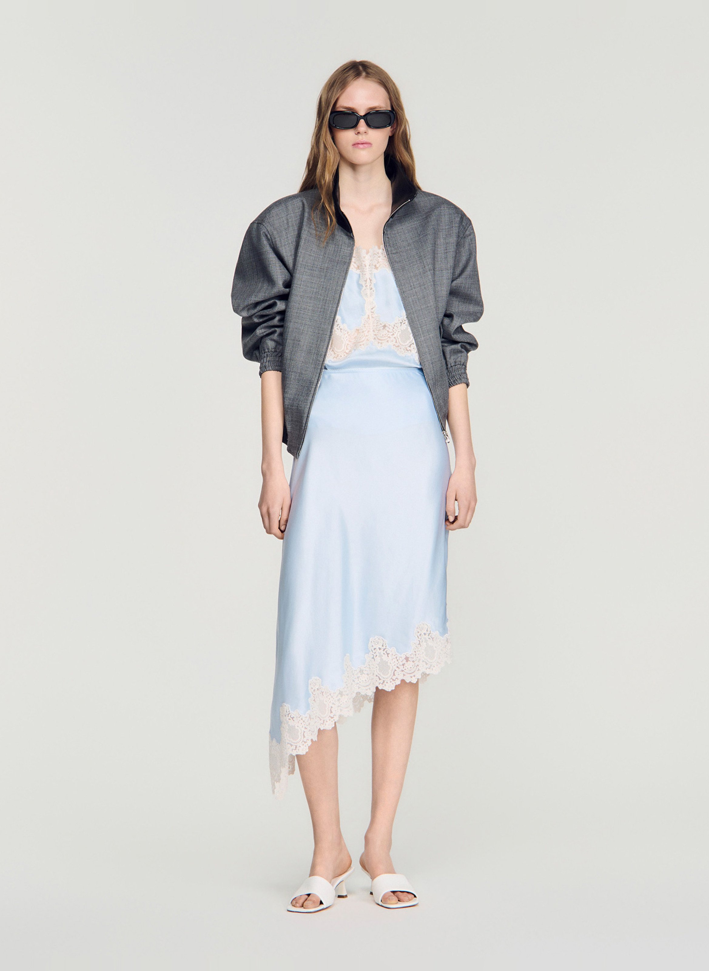 Jupe midi asymétrique SANDRO Bleu