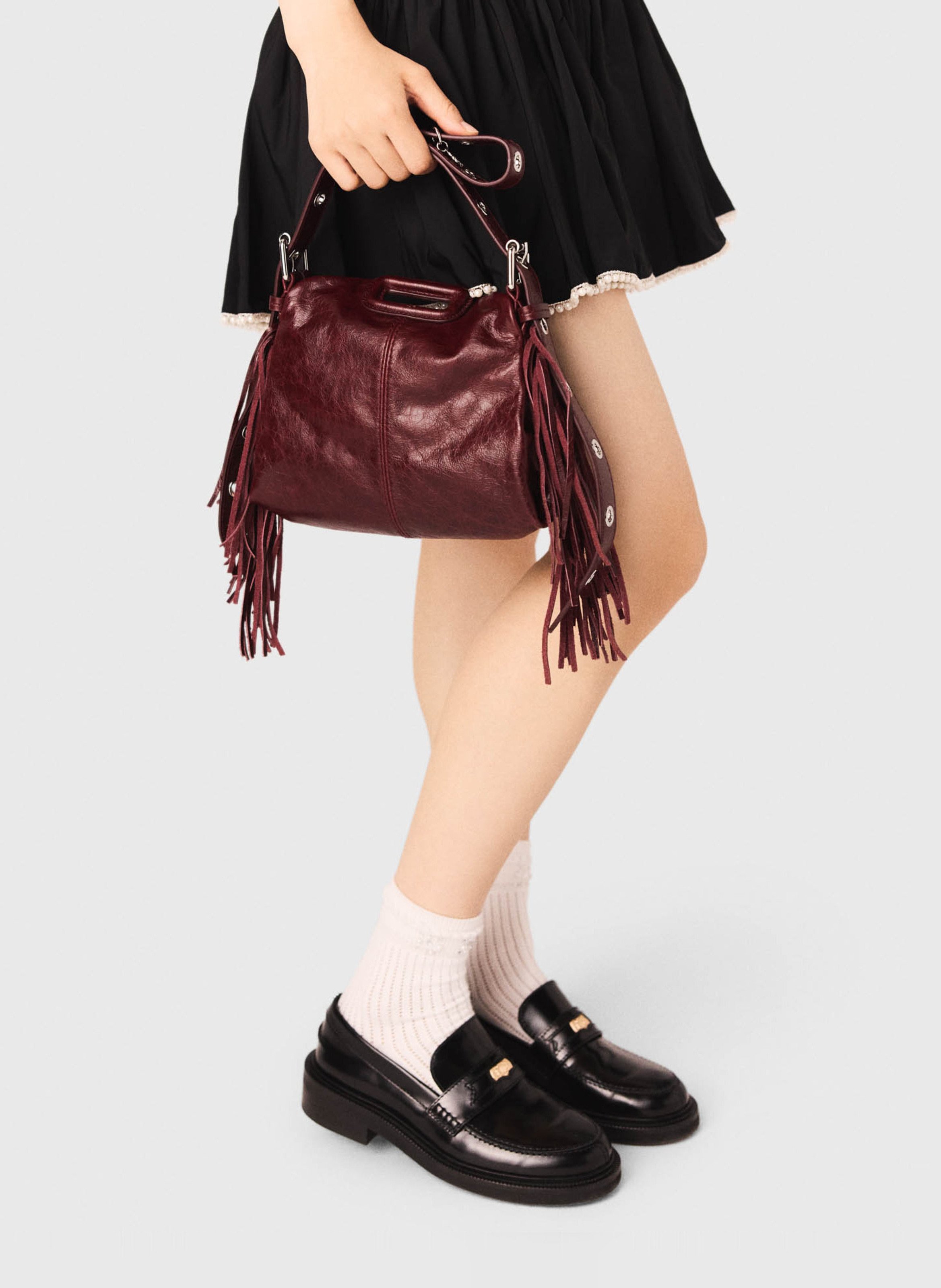 Sac bandoulière en cuir miss m mini MAJE Rouge