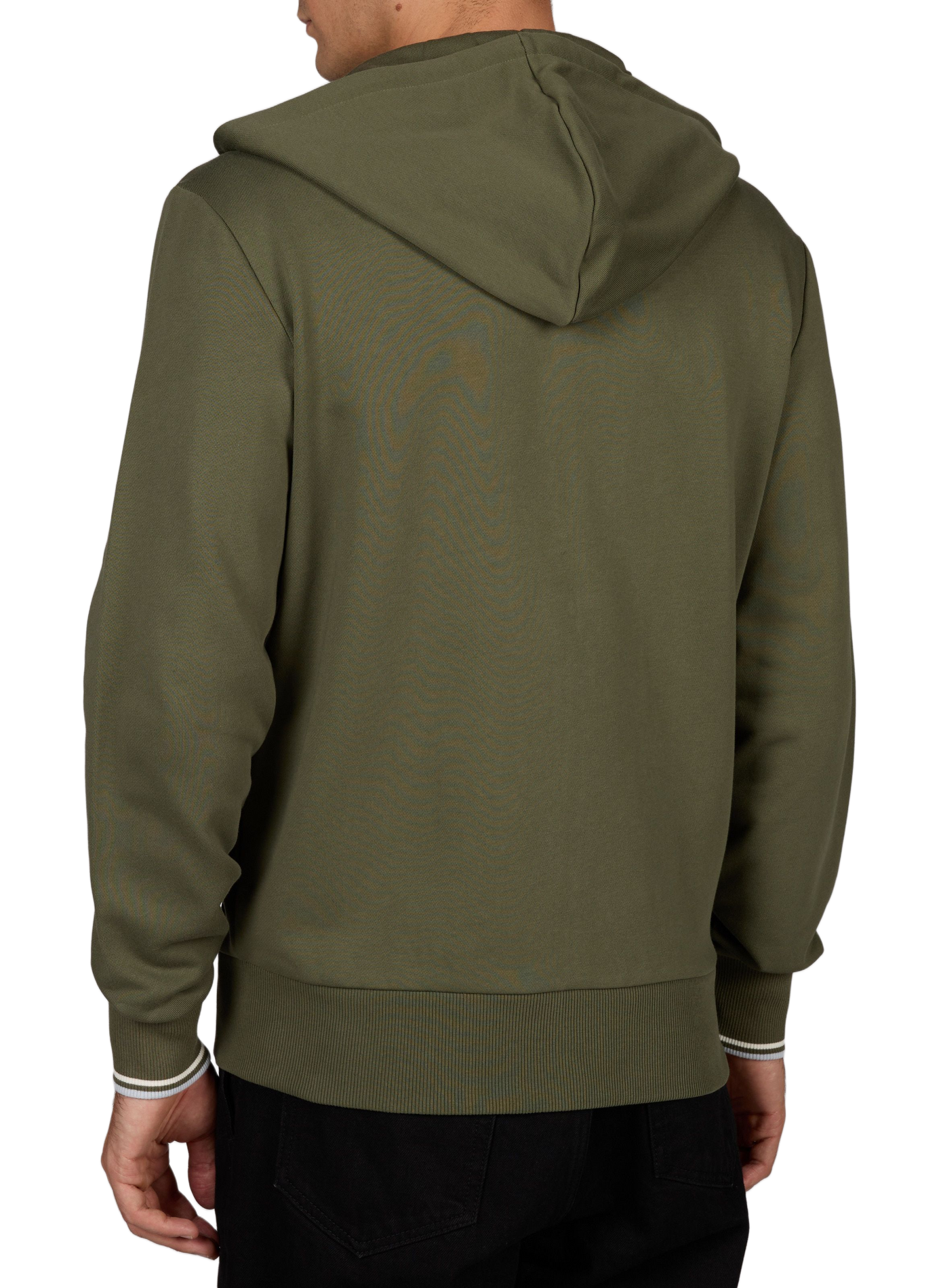 Zip-up hoodie with embroidered logo in cotton FRED PERRY Green