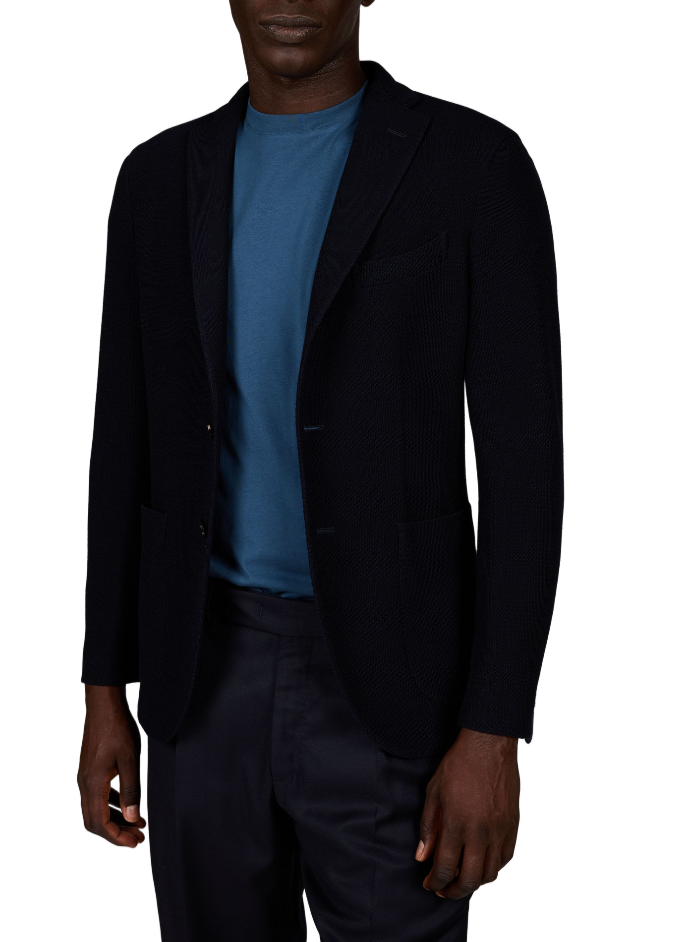 Blazer droit en laine et coton BOGLIOLI Bleu