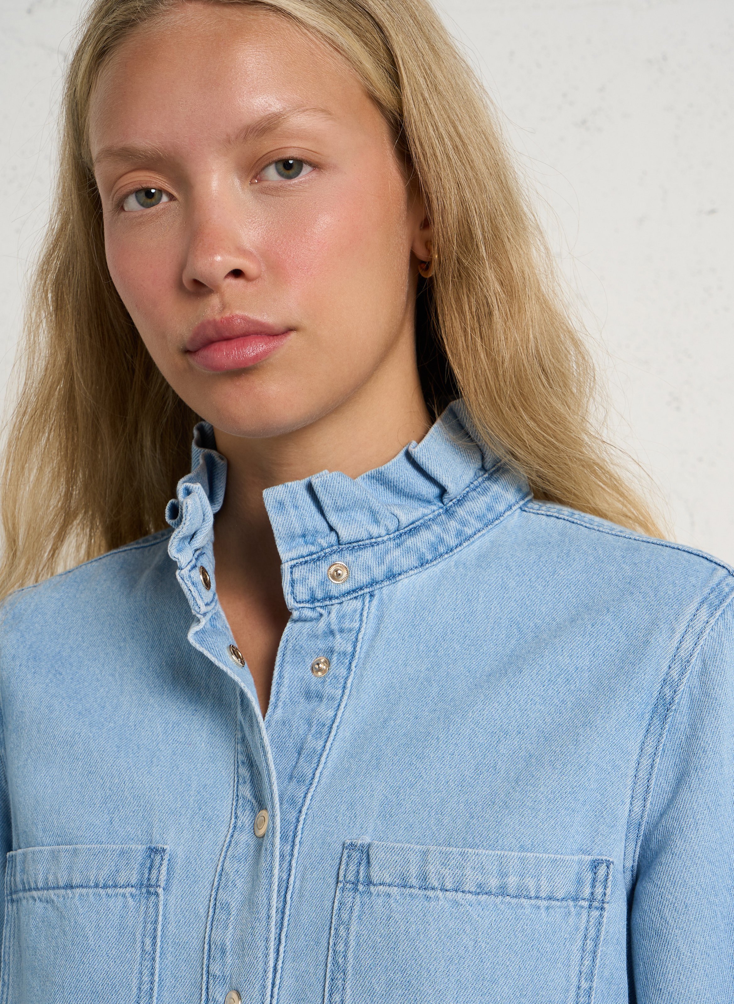 Chemise col montant en coton denise MAISON 123 Bleu