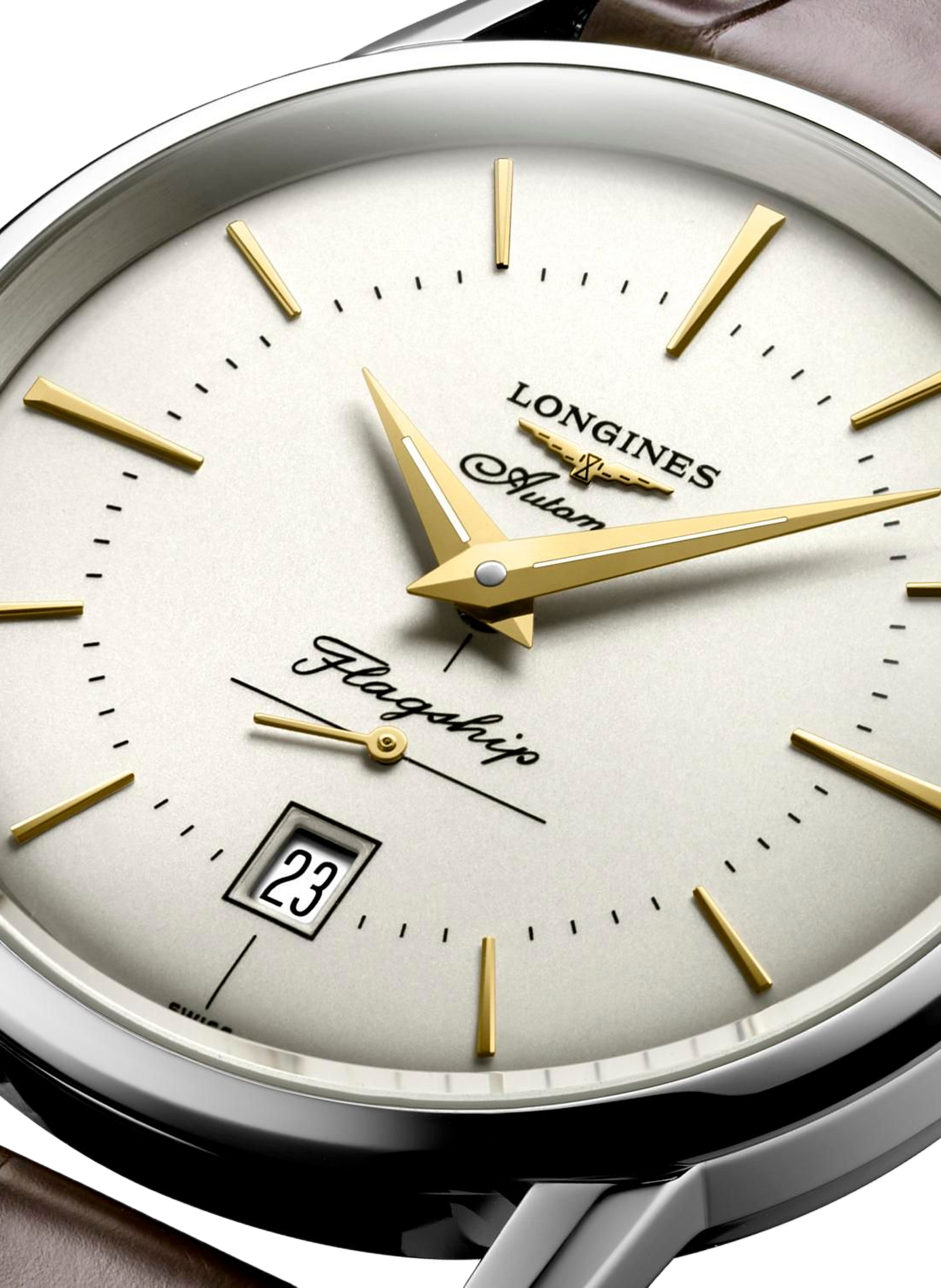 Montre automatique Flagship Heritage en cuir LONGINES Blanc