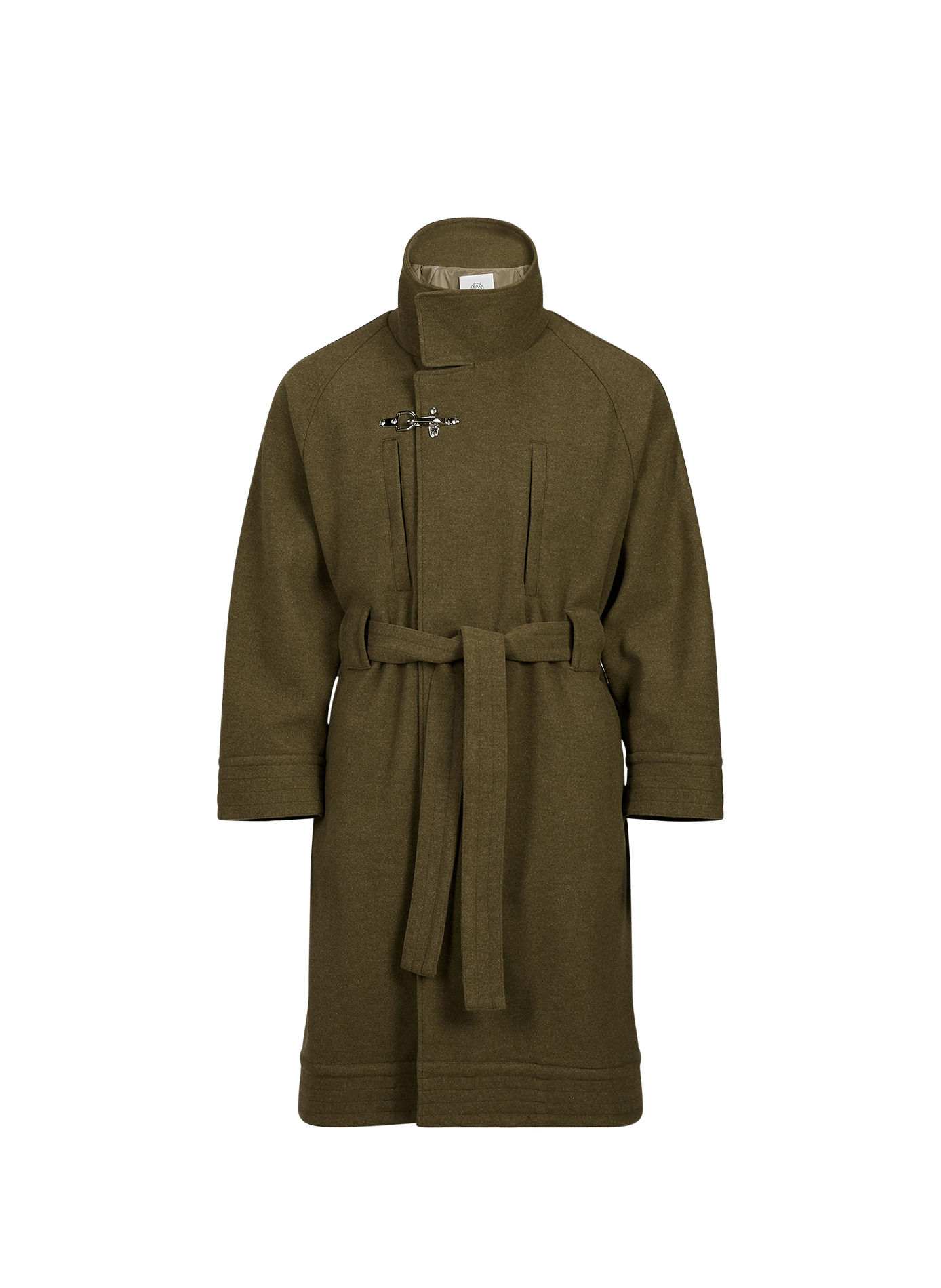 Belted coat with lapel collar  Khaki green