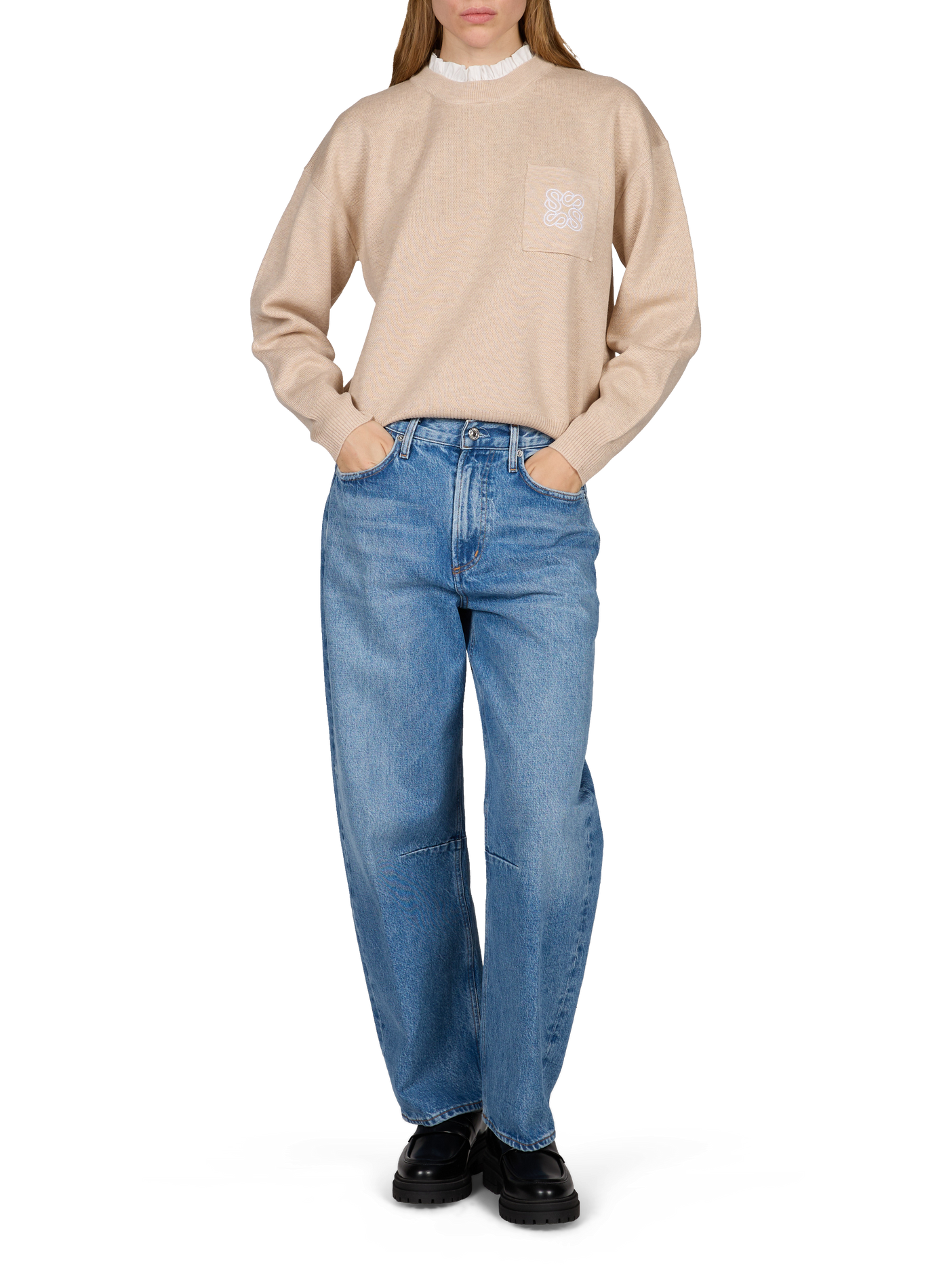Pull droit col victorien  SUNCOO Beige