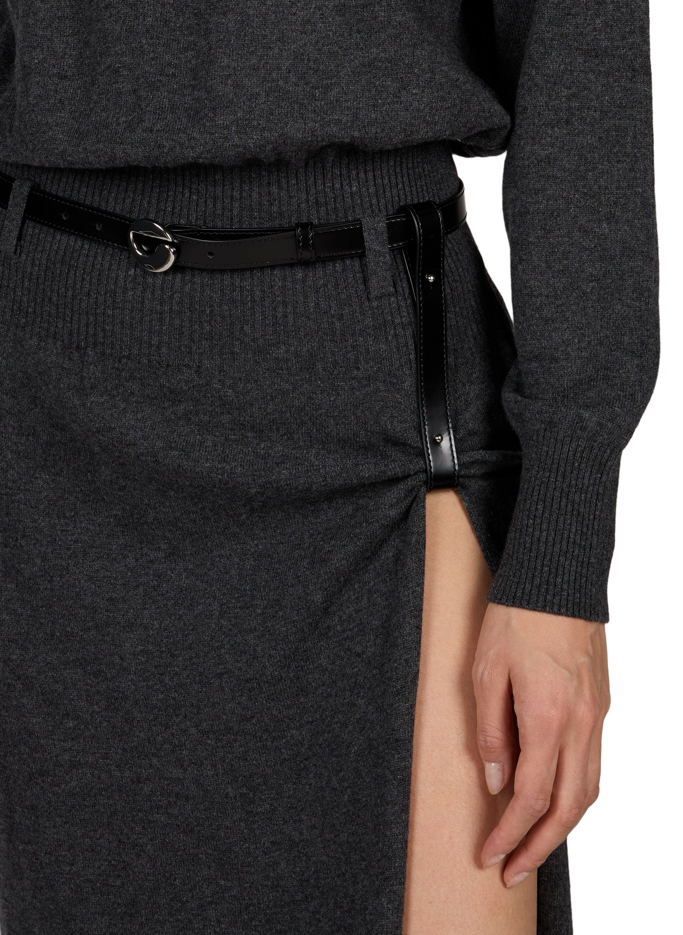 Long belted dress with cashmere and wool slit COPERNI Grey