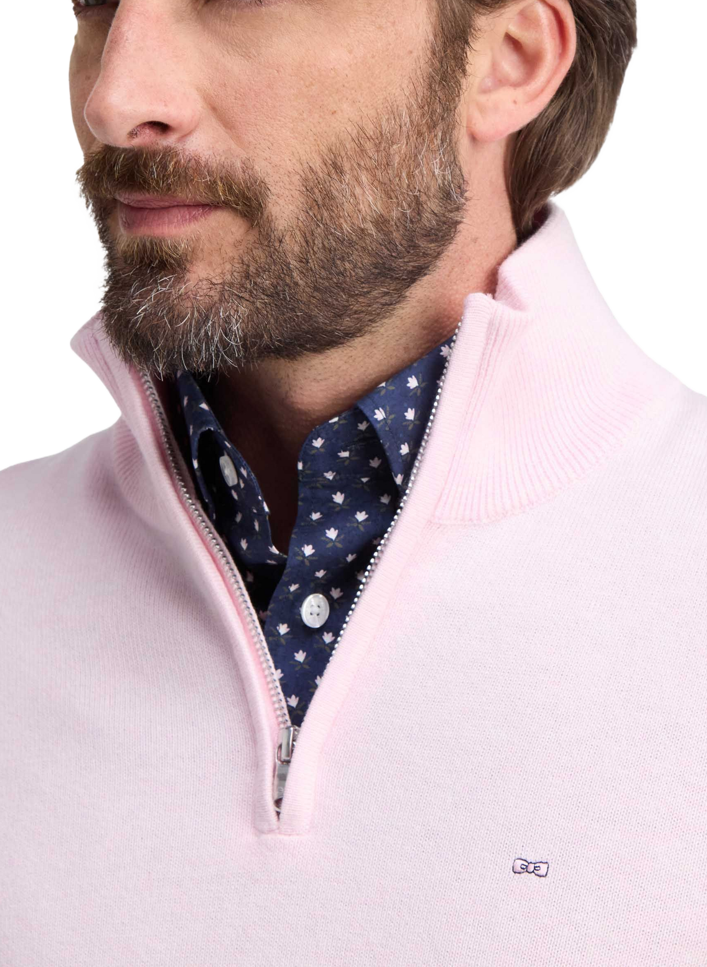 Zip-Up High-Neck Sweater in Wool Blend | Pink EDEN PARK Men