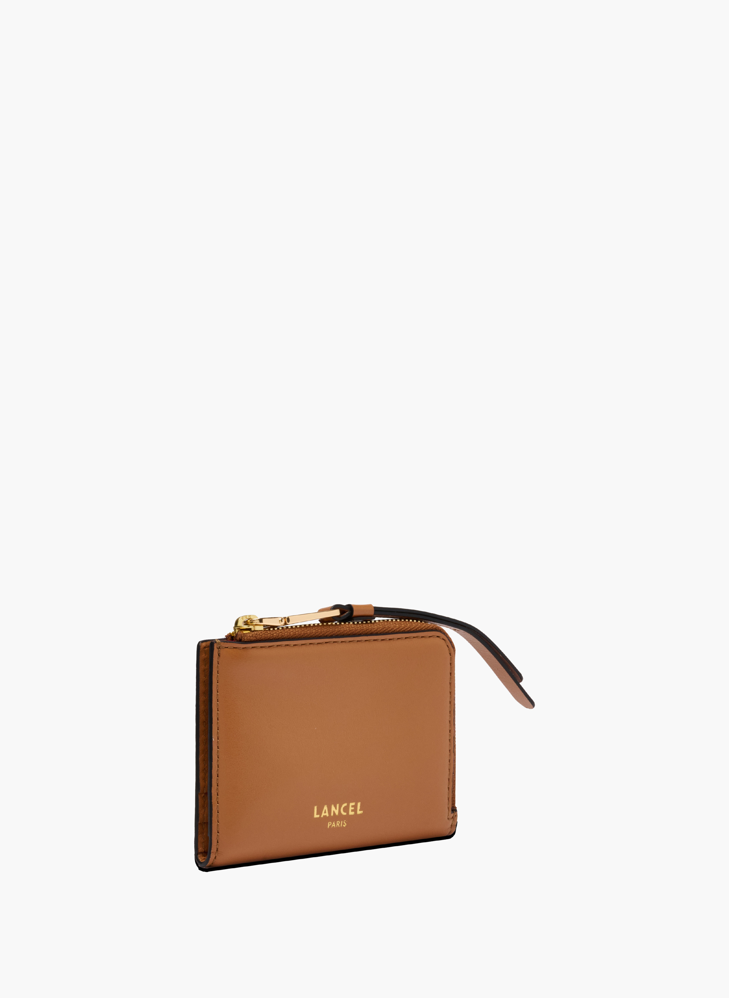 Mini portefeuille zippé origami de lancel en cuir LANCEL Marron