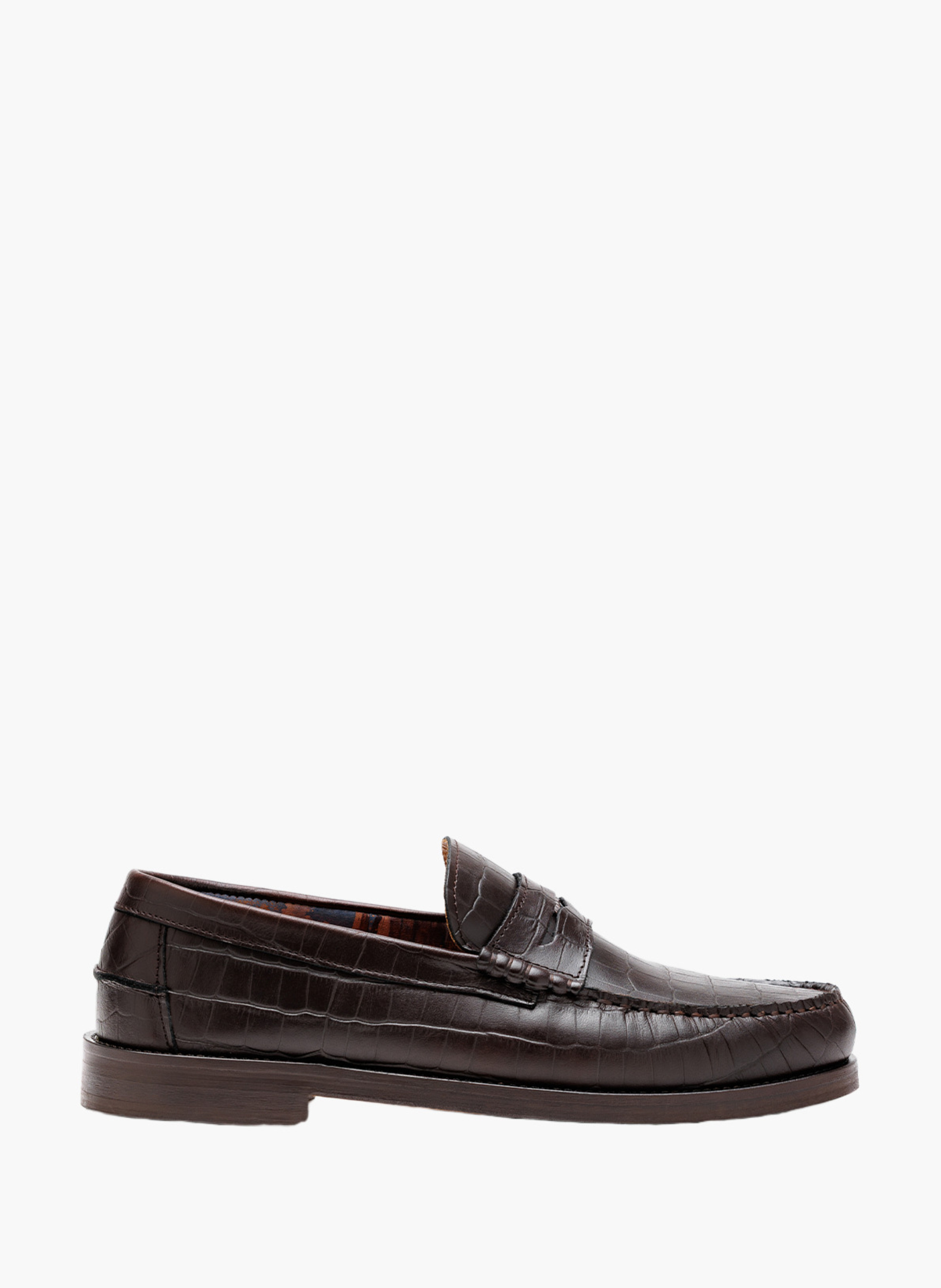 Mocassins riviera en cuir effet croco NAKED WOLFE Marron