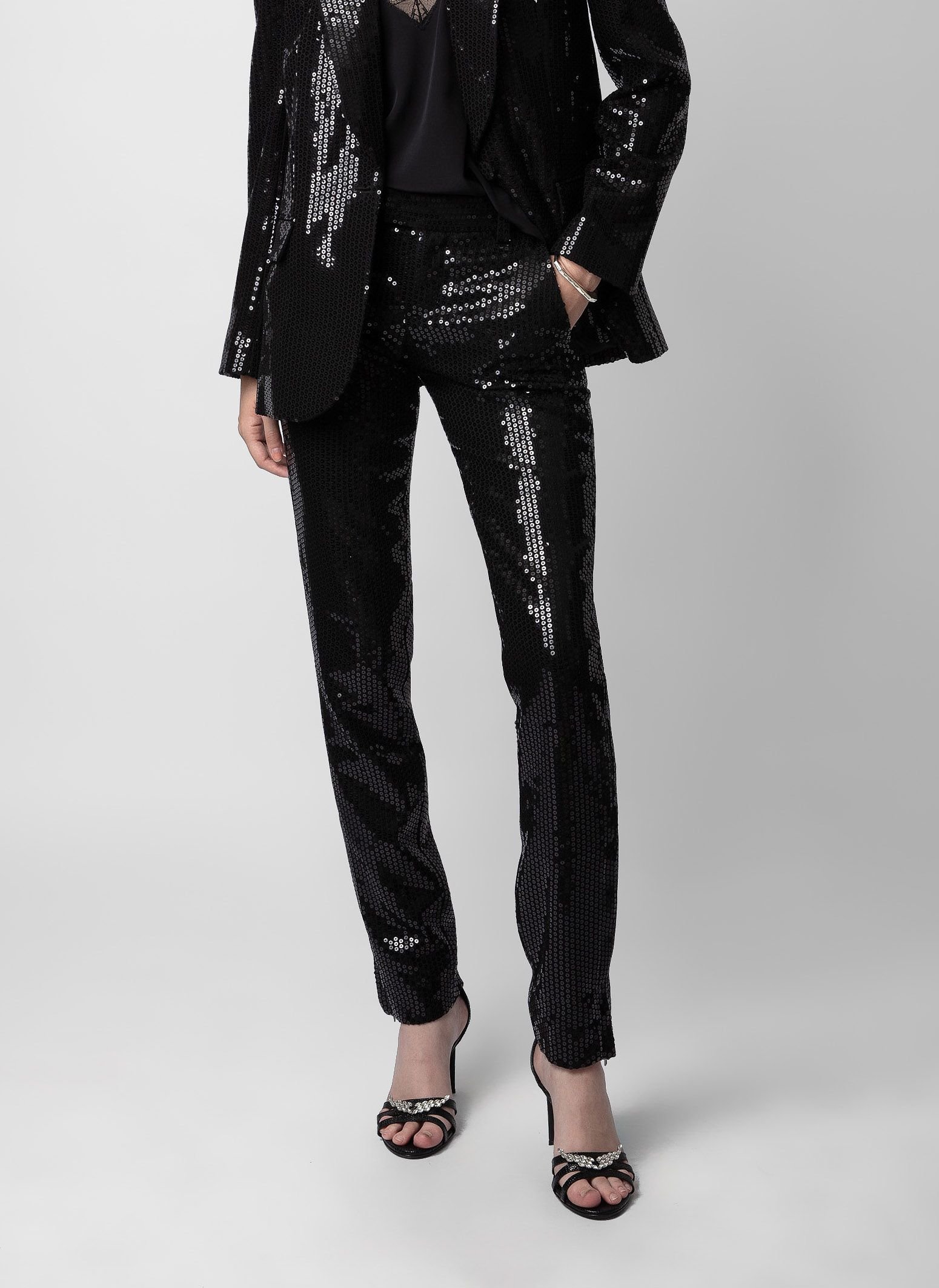 PANTALON DE TAILLEUR SLIM SEQUINS PRUNE ZADIG VOLTAIRE pour