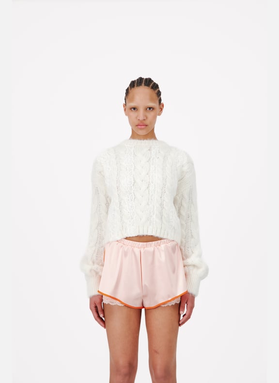 Pull en dentelle tricotée Blanc by VAILLANT VAILLANT Pull en dentelle tricotée Blanc
