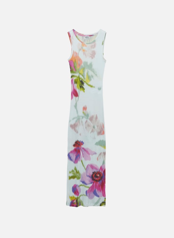 Robe débardeur fleurie en coton et soie Bleu by LOEWE LOEWE Robe débardeur fleurie en coton et soie Bleu