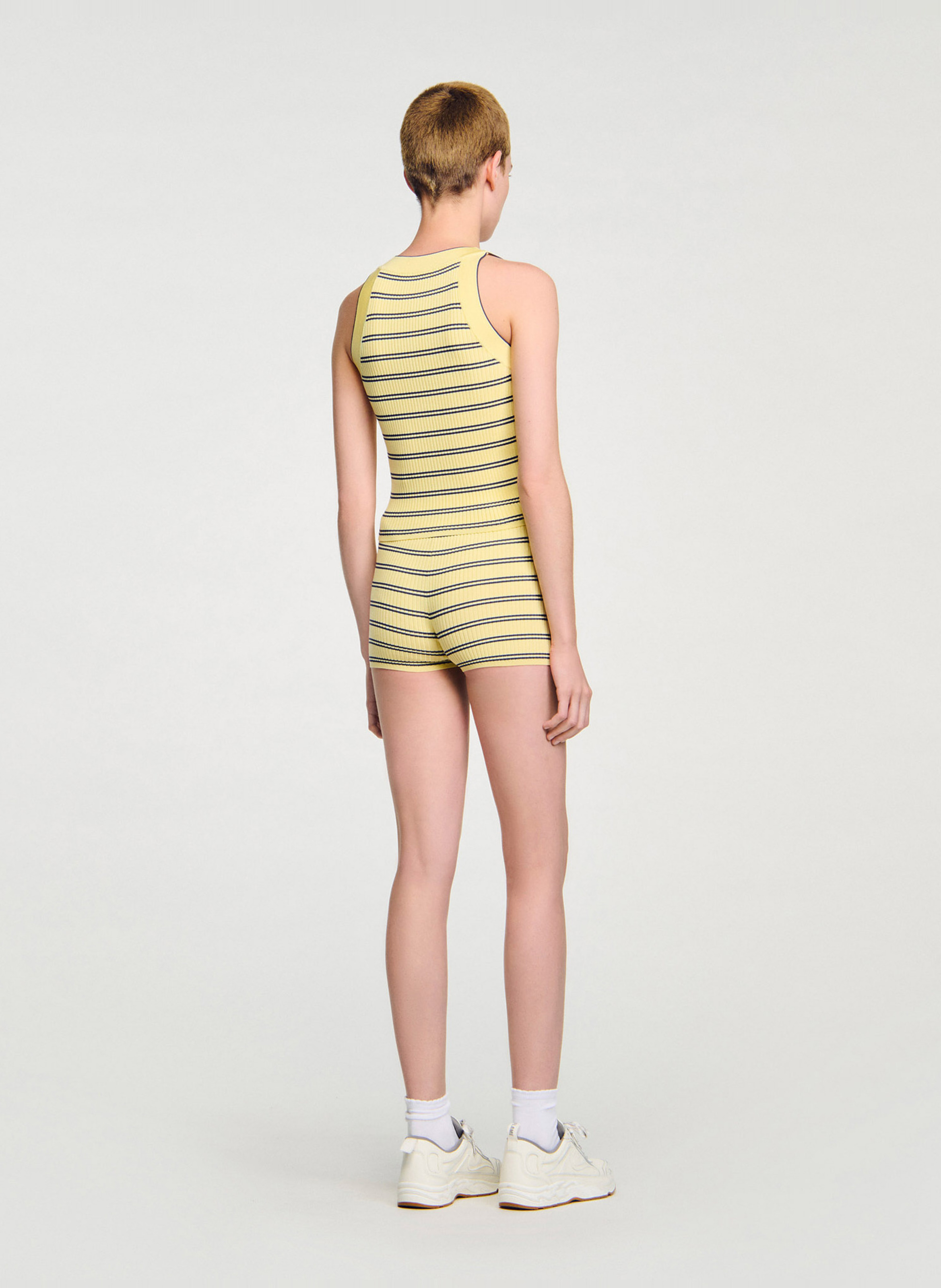 Pull col rond rayé SANDRO Jaune