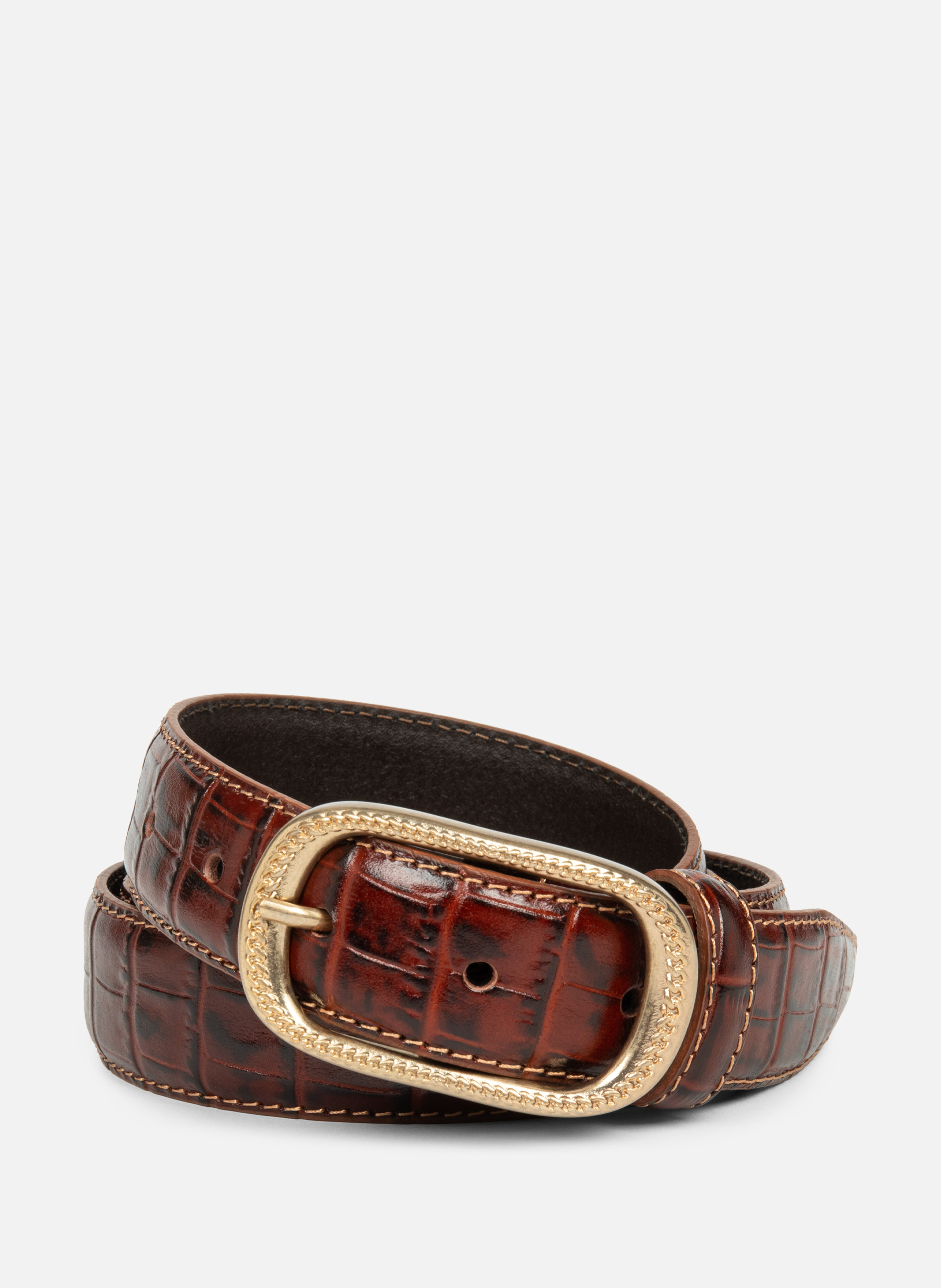 Ceinture - ceinture cuir croco LANCASTER Marron