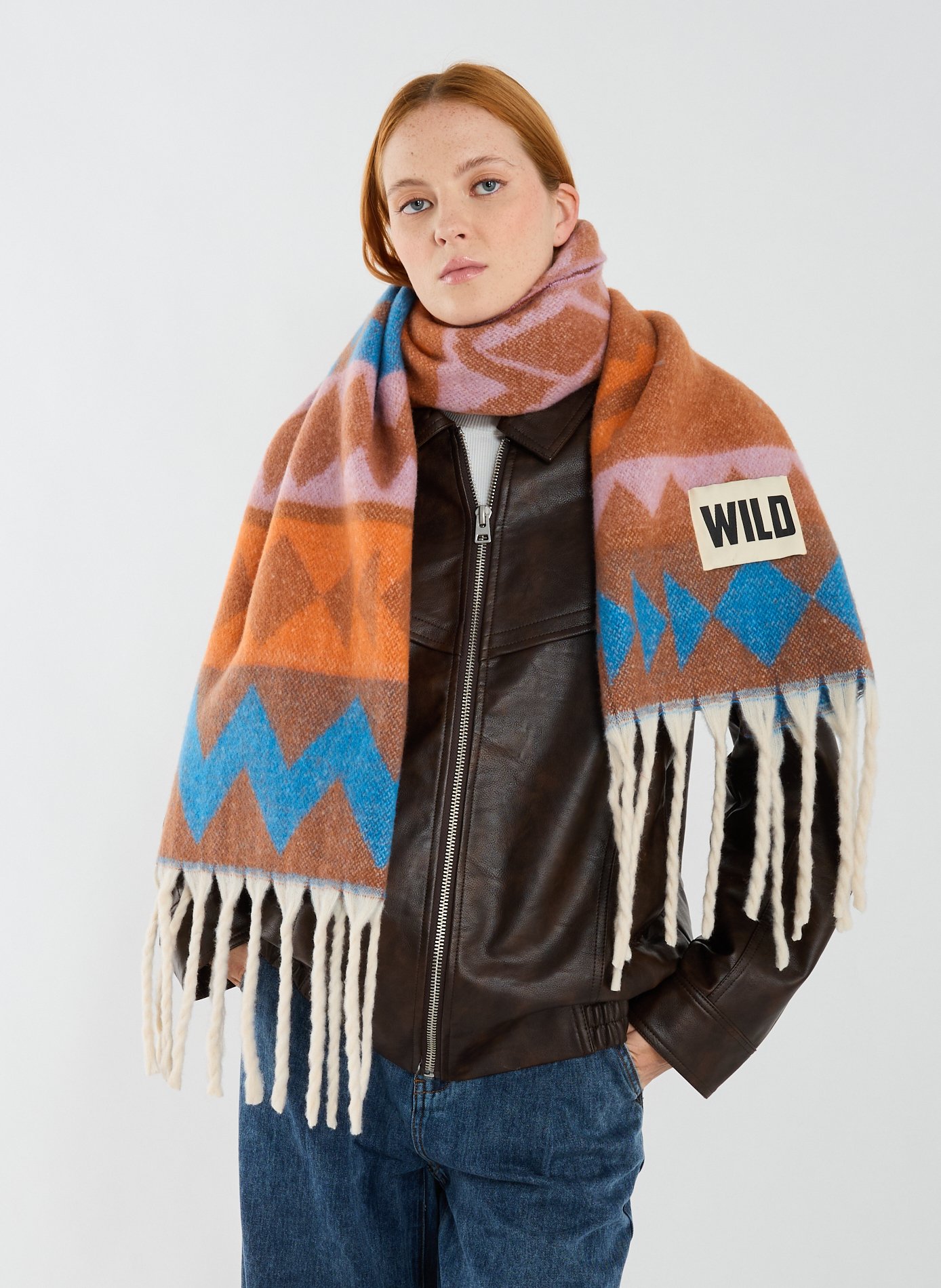 Echarpe finition frangée WILD Bleu