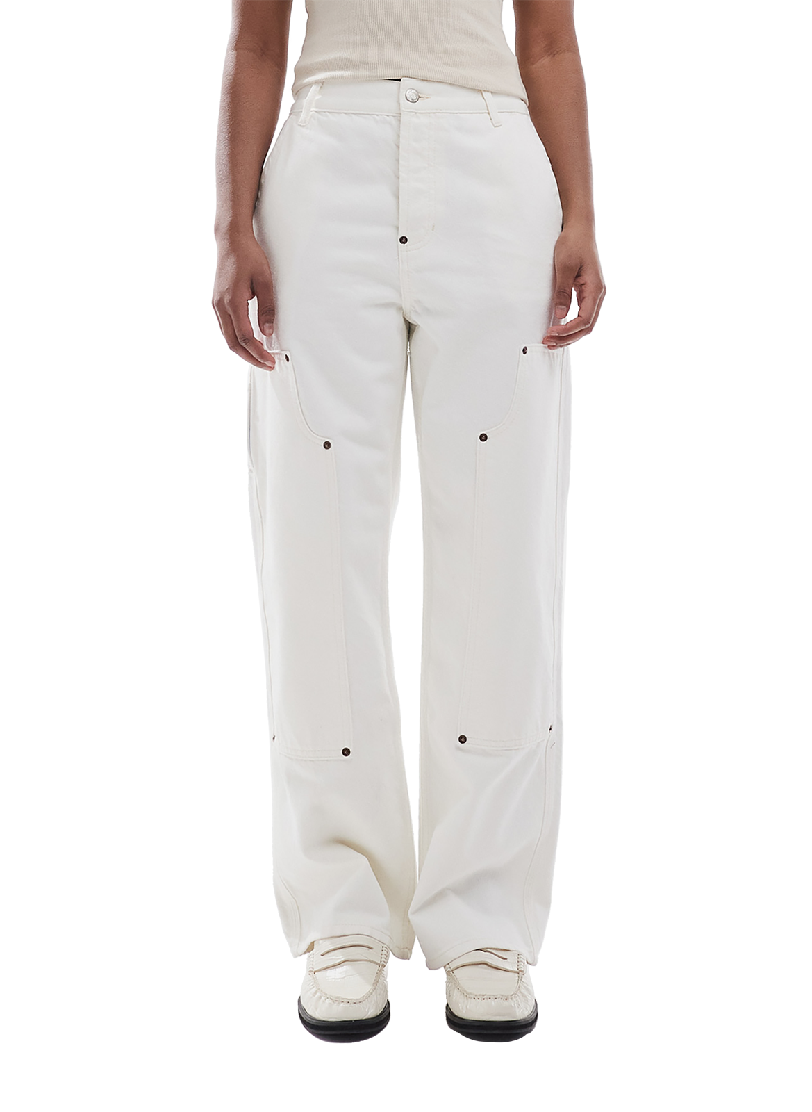 Jeans Tssimone mit mittelhoher Taille aus Baumwolle. TOPSHOP Beige