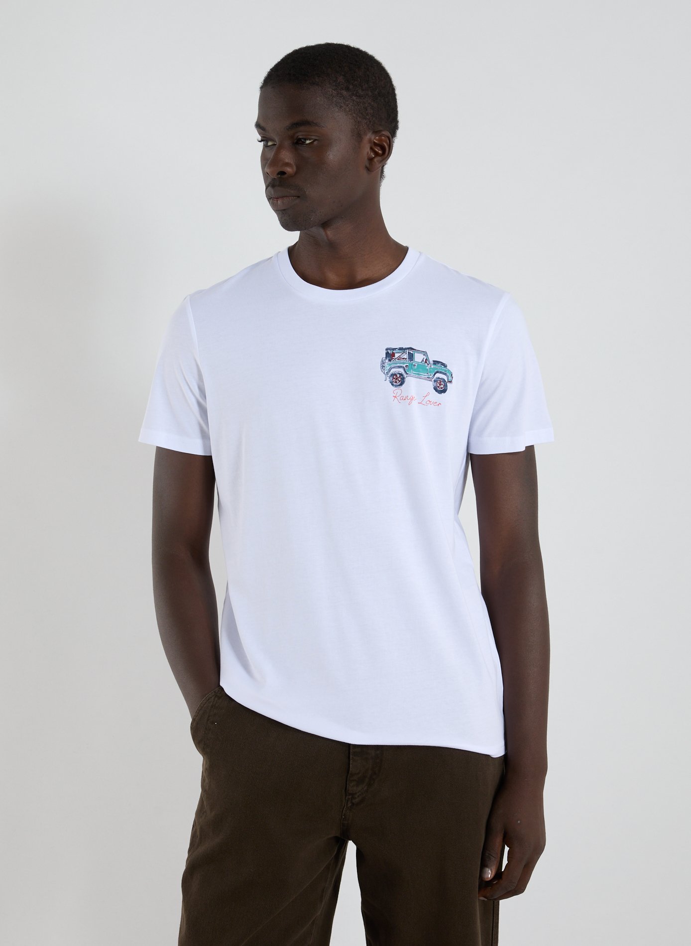 1789 CALA T-shirt col rond en coton mélangé Blanc