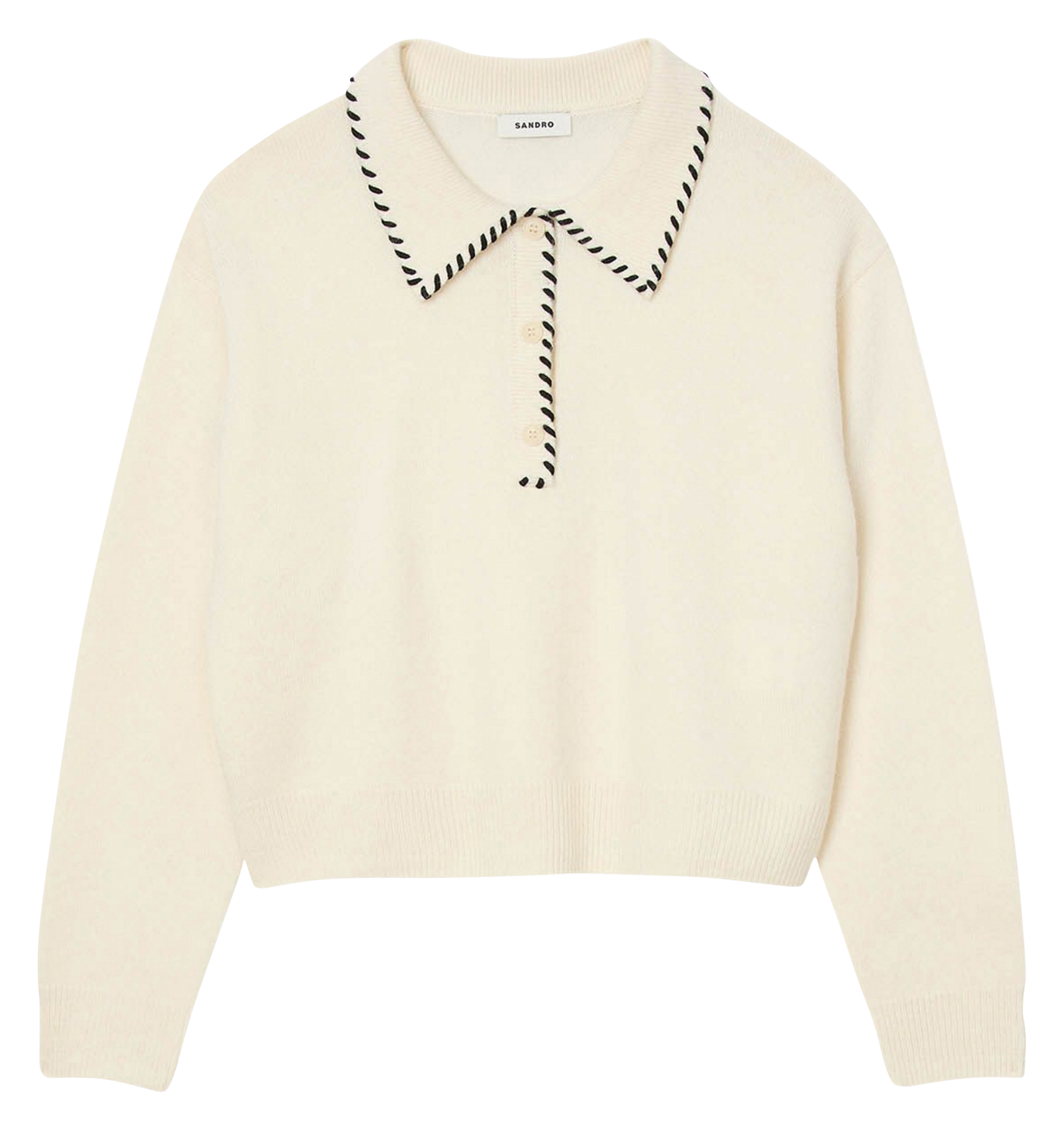 Pull col rond en laine mélangée SANDRO Blanc