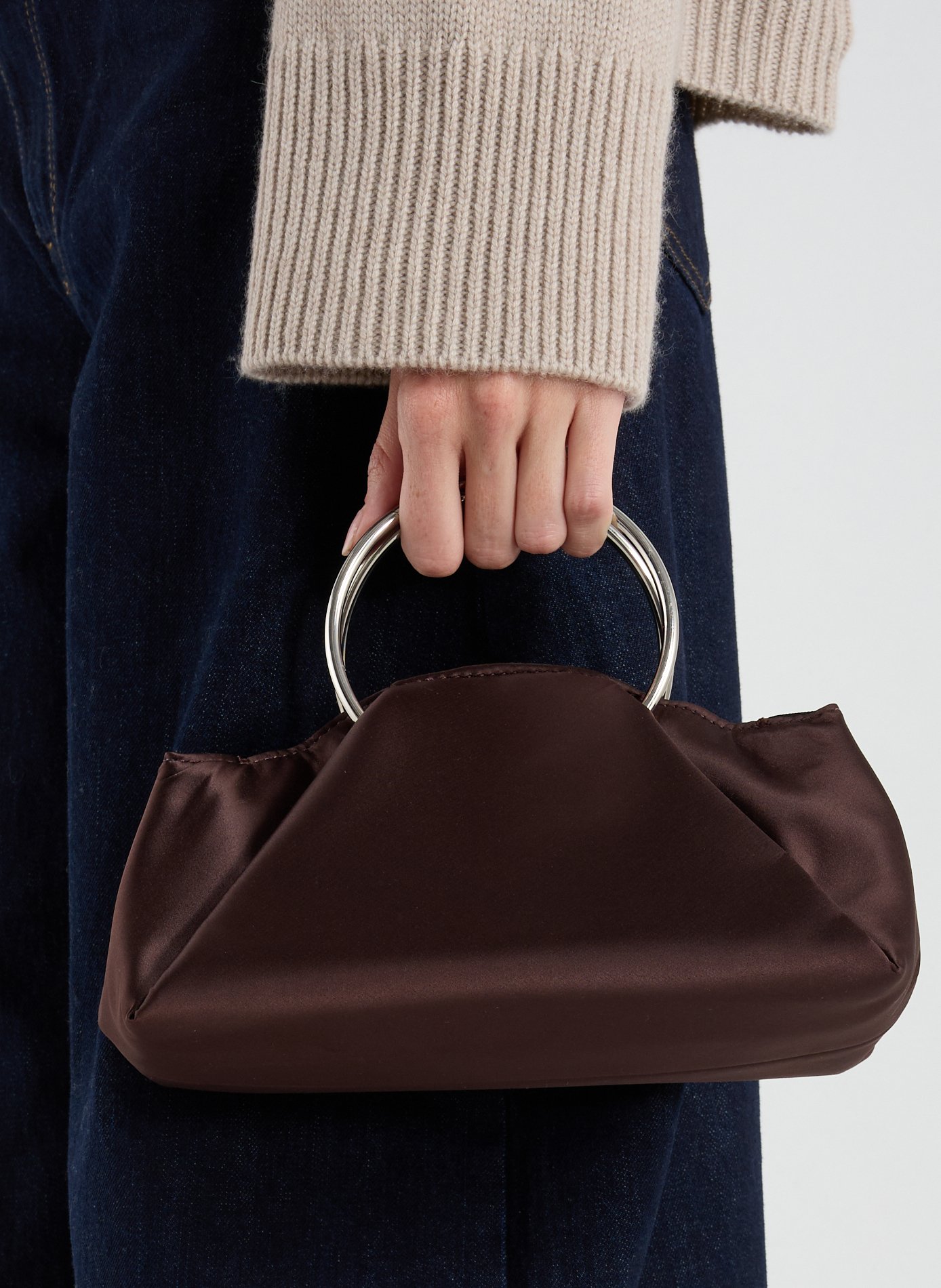 Satin handbag TOPSHOP Brown