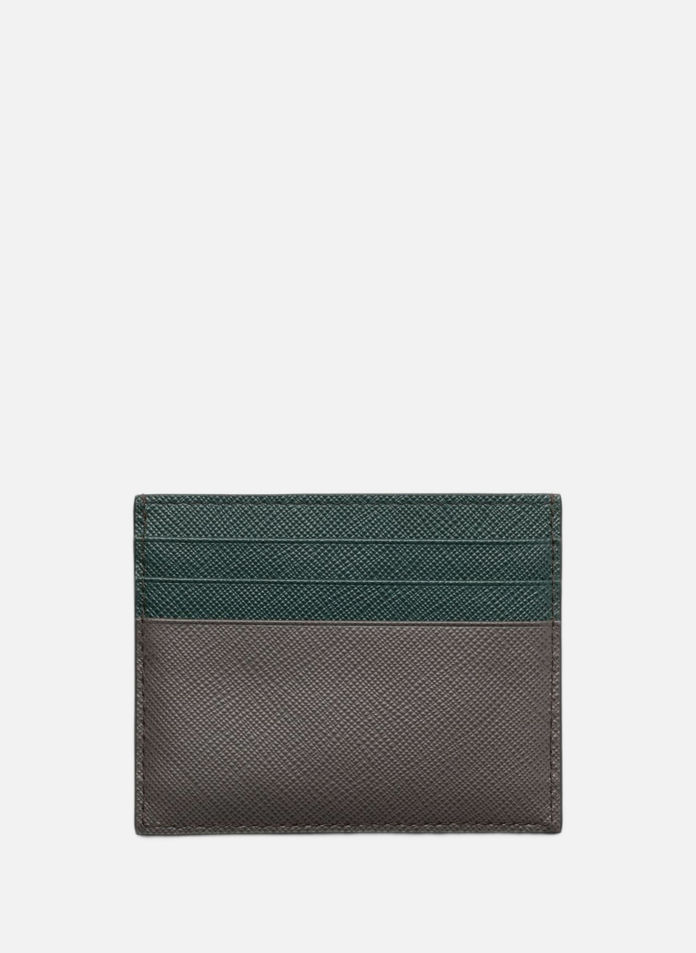 Porte-cartes en cuir saffiano PRADA Gris
