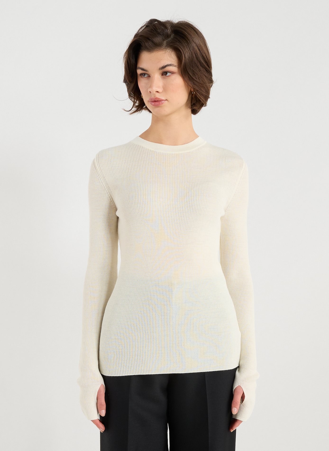 SANDBEIGE Pull manches extra-longues en laine mélangée Beige