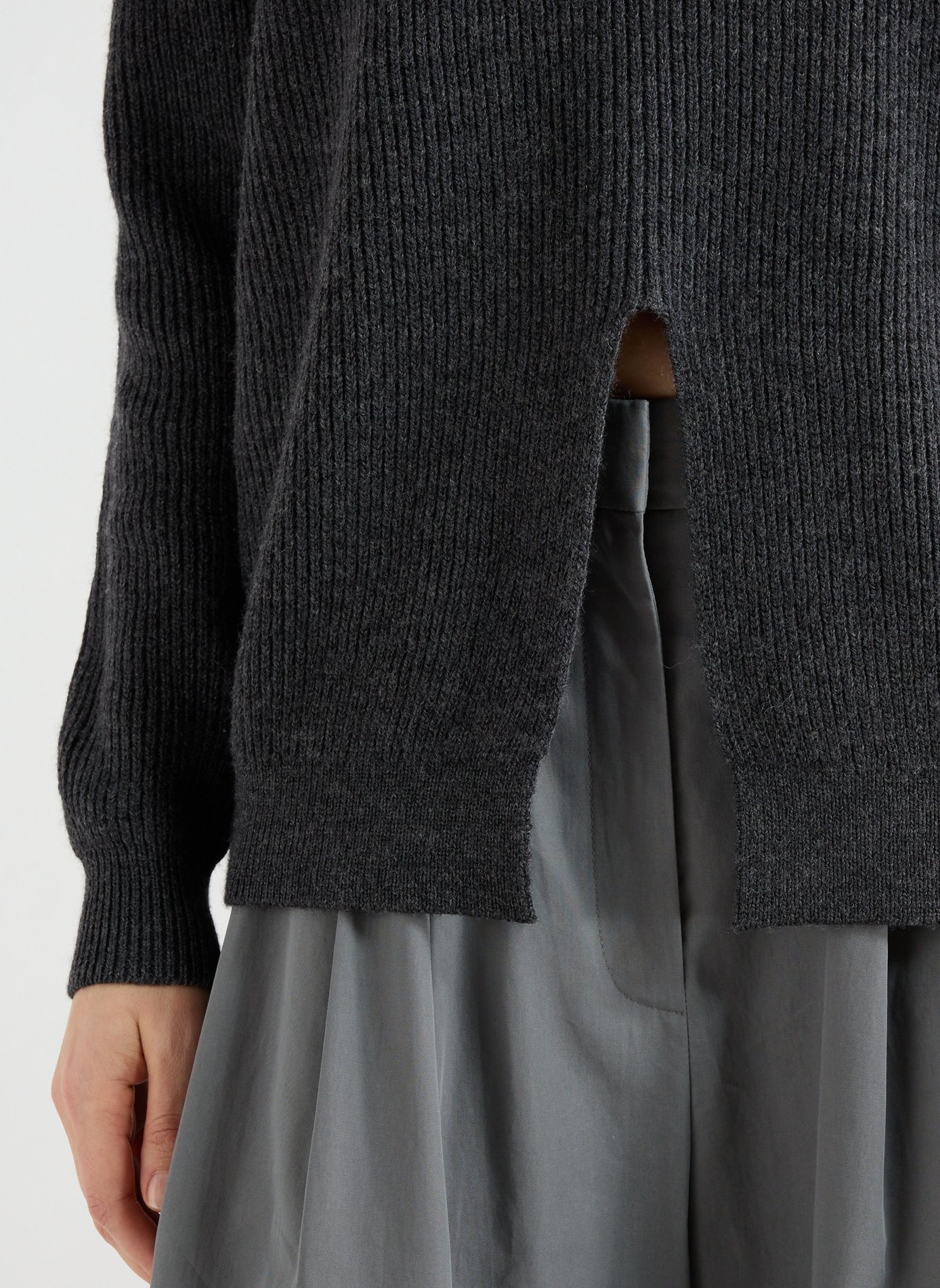 Pull col rond en laine mélangée TIBI Gris